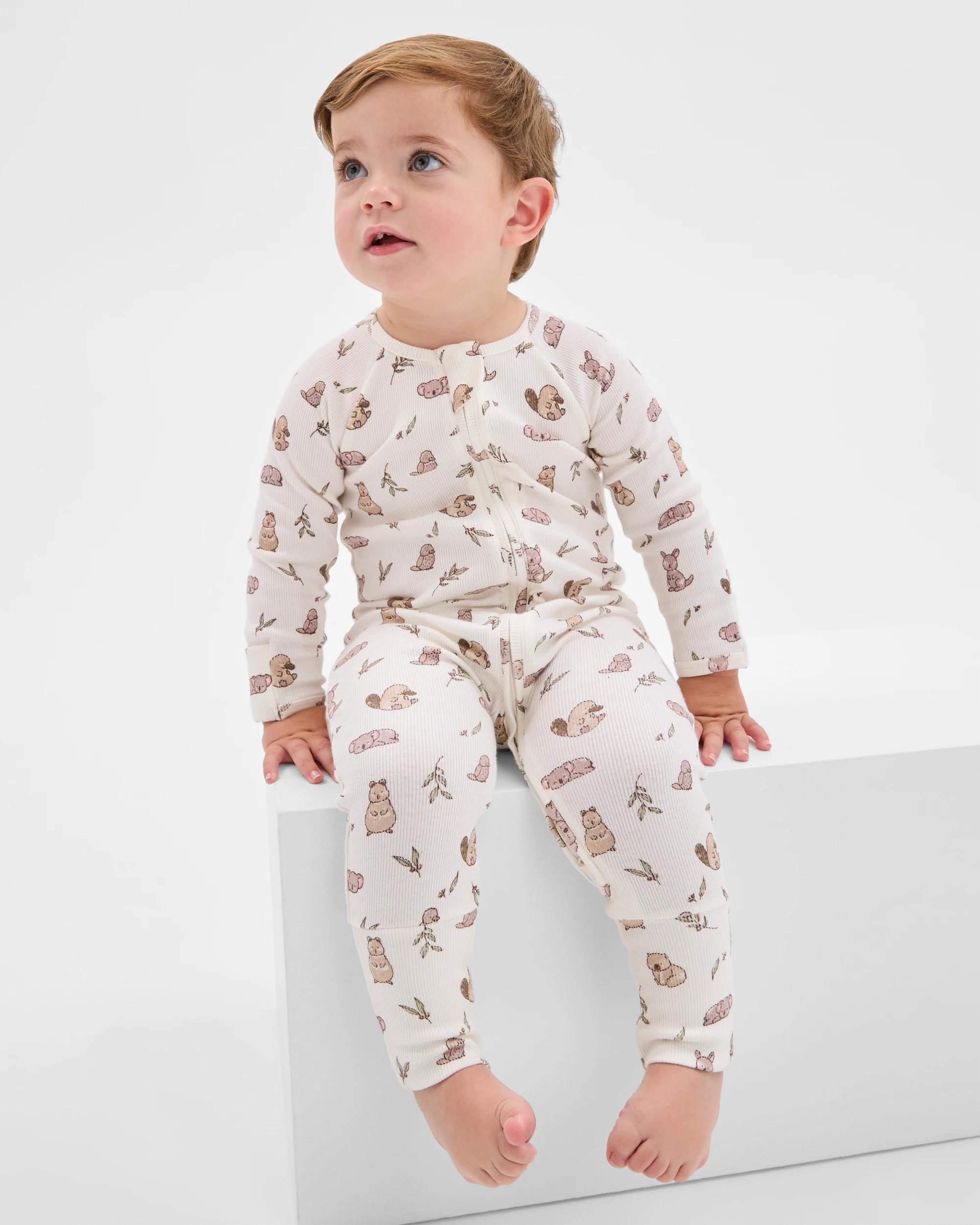 1 Target Baby Organic Cotton Rib Zip Footless Coverall AUSTRALIANA, 1 of 5