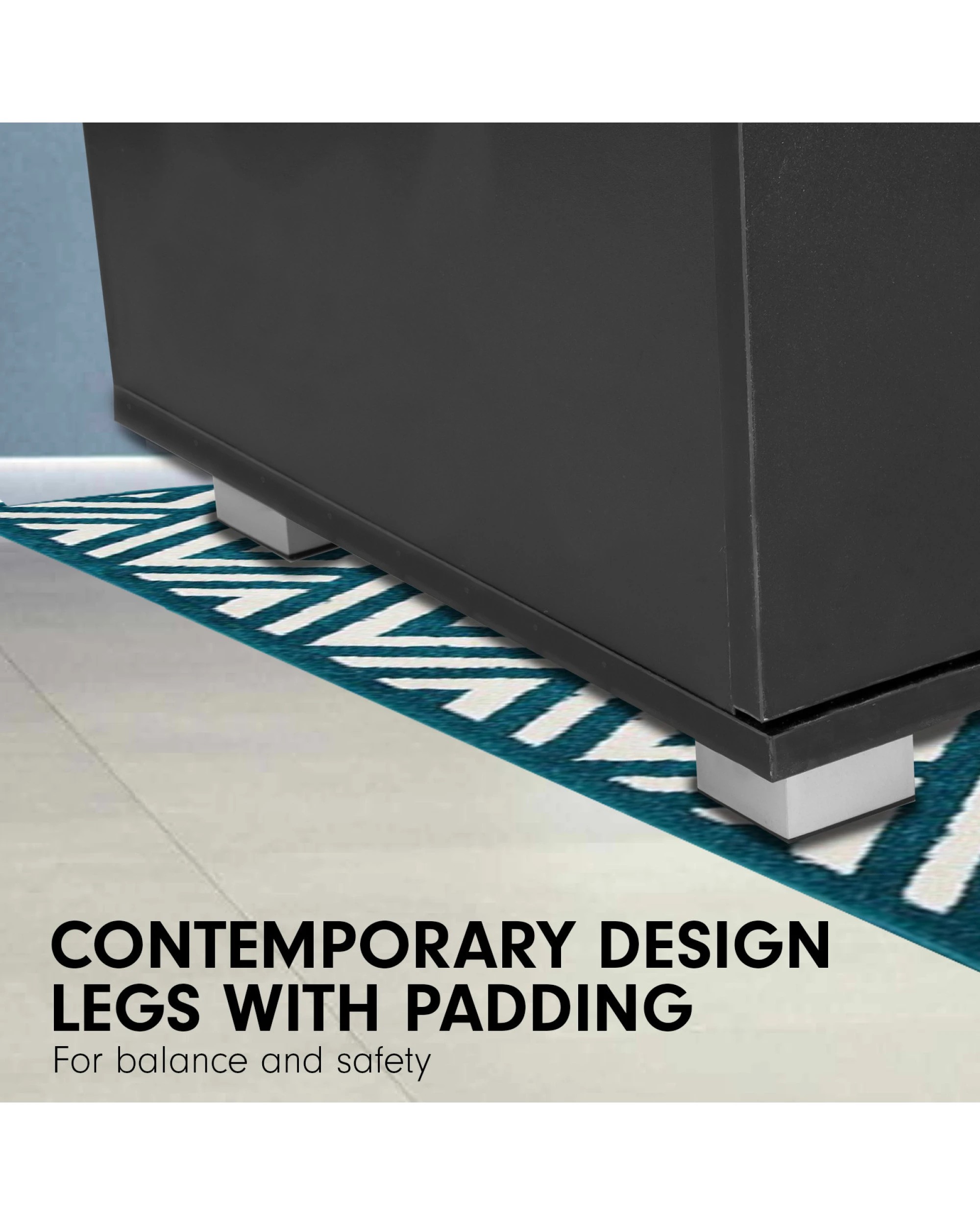 3 Bedside Table with Drawers MDF Wood in Black - Black, 3 of 5