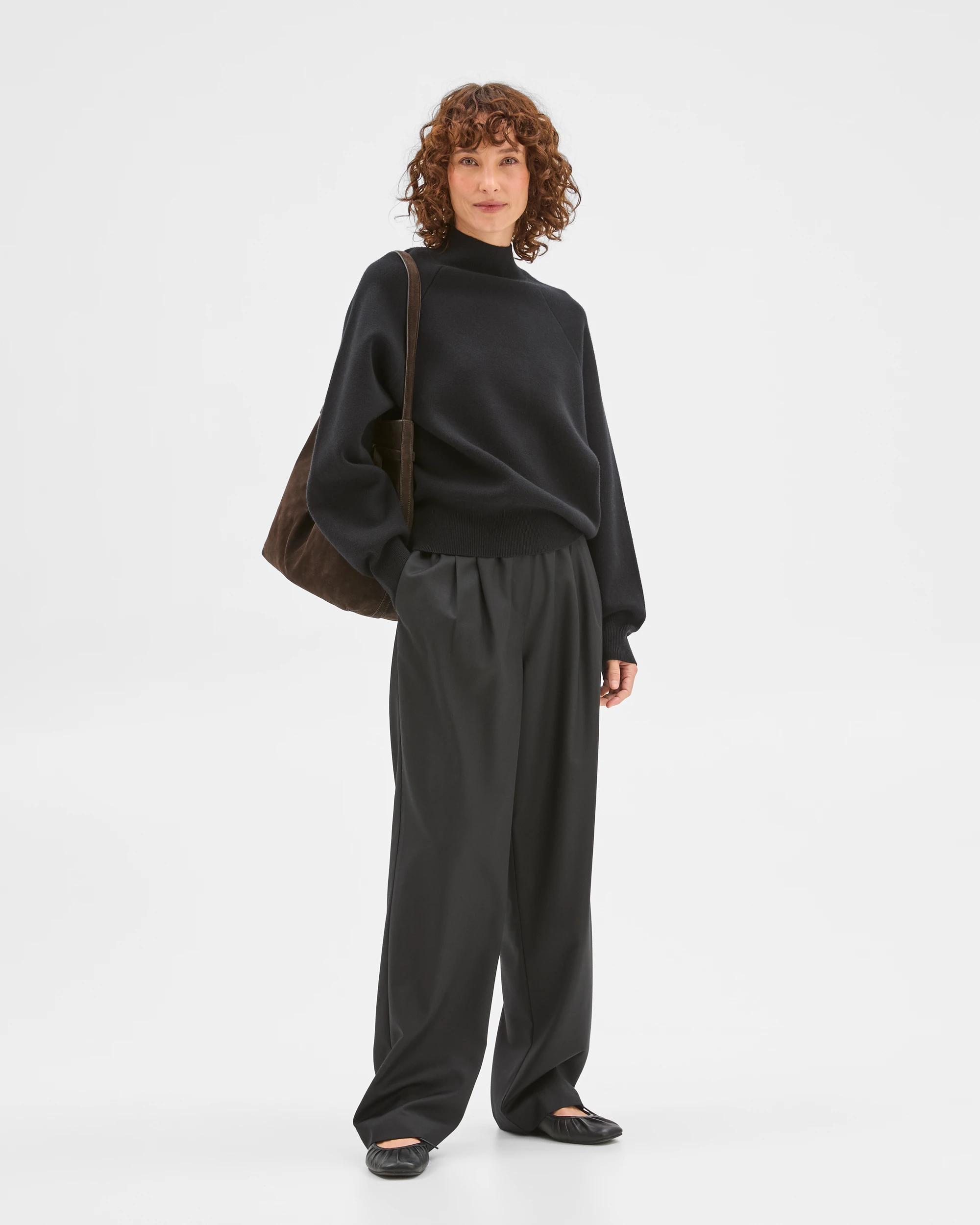2 Preview Raglan Detail High Neck Jumper BLACK, 2 of 6