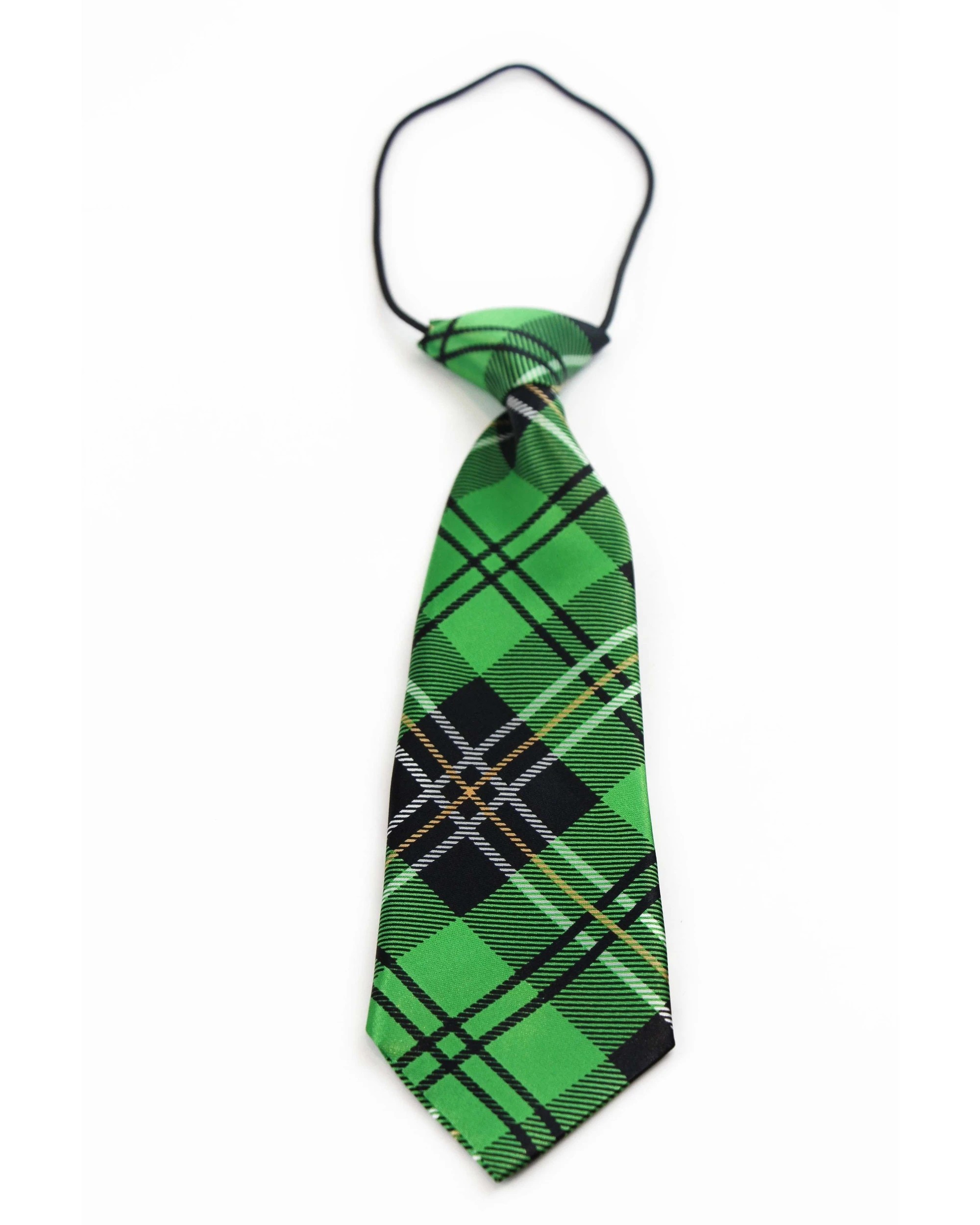 2 Zasel Kids Boys Green Patterned Elastic Neck Tie - Criss Cross Green - Multi, 2 of 3