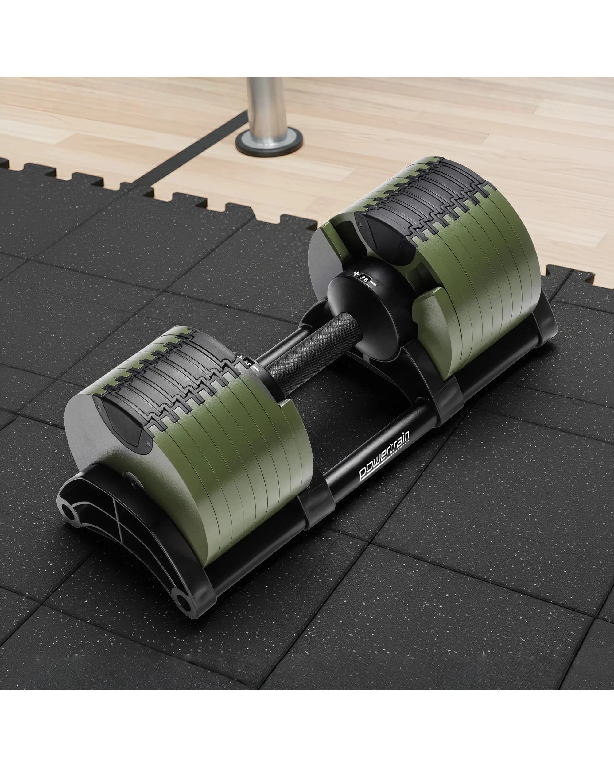 3 Powertrain 36KG Eon Dial Up Adjustable Dumbbell Weight Plates Home Gym Workout Exercise - Green, 3 of 8