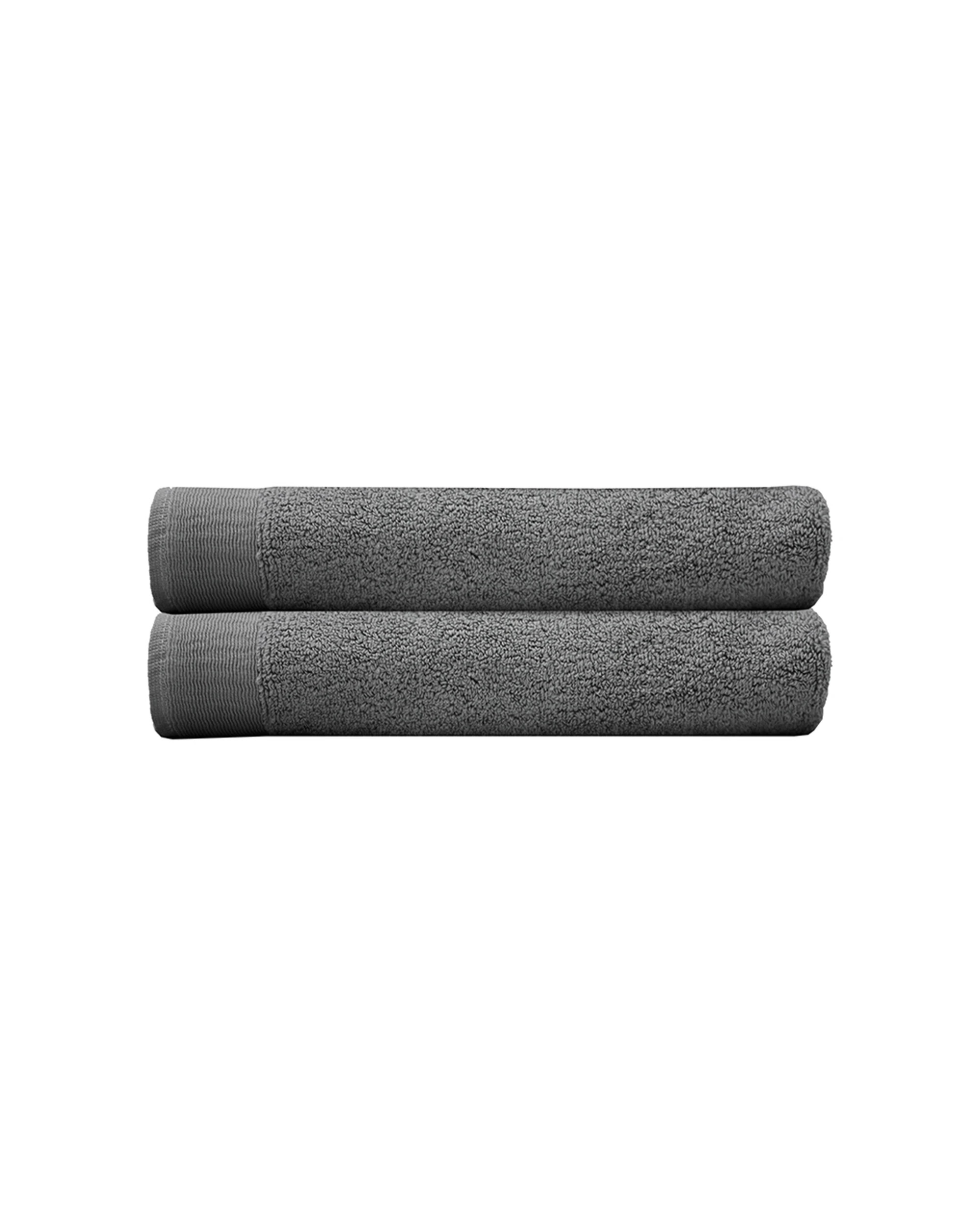 1 BAMBURY Elvire Bath Towel 2 Pack Cotton Super Soft 600gsm - Grey, 1 of 1