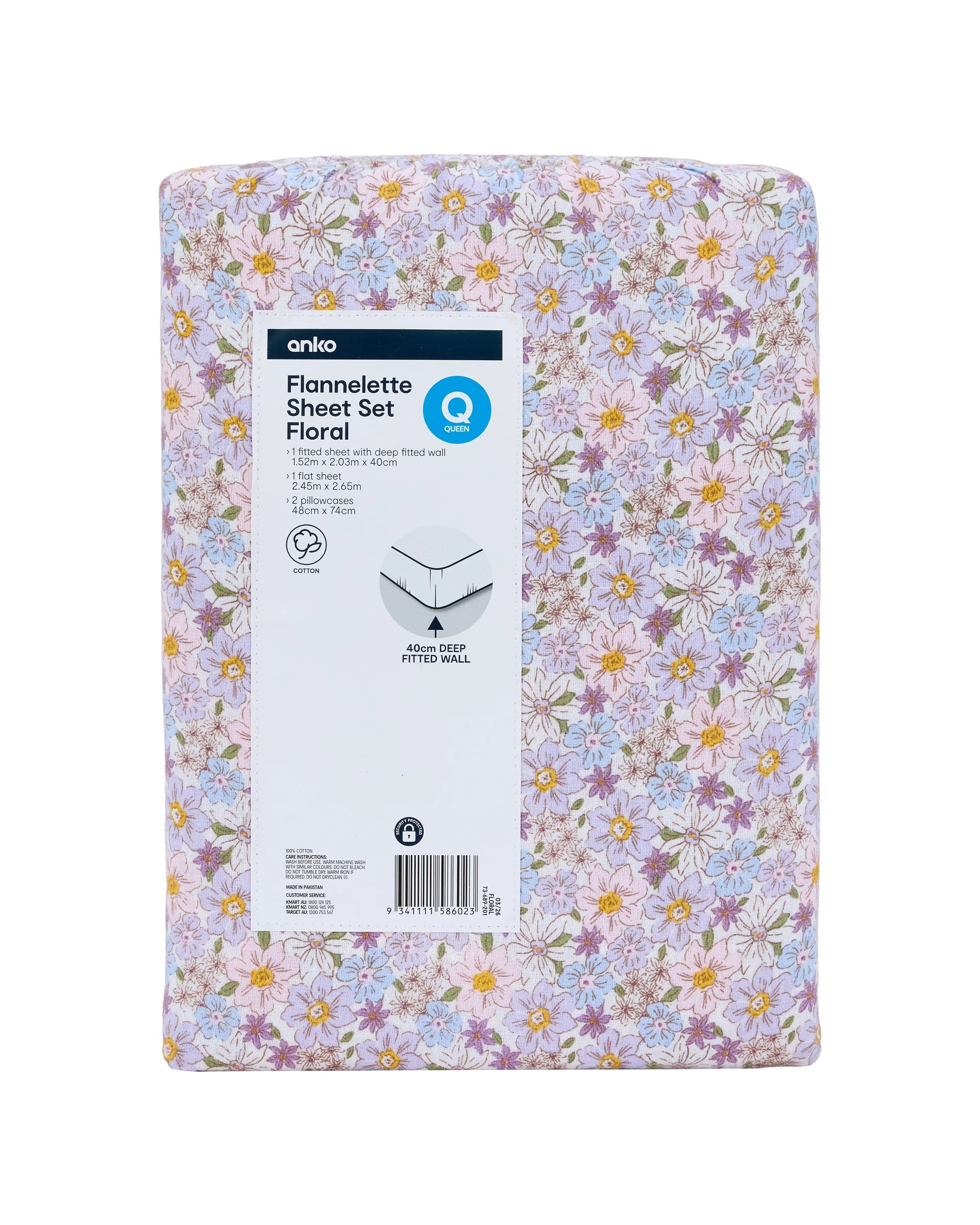 7 Floral Cotton Flannelette Sheet Set - Queen Bed, 7 of 7