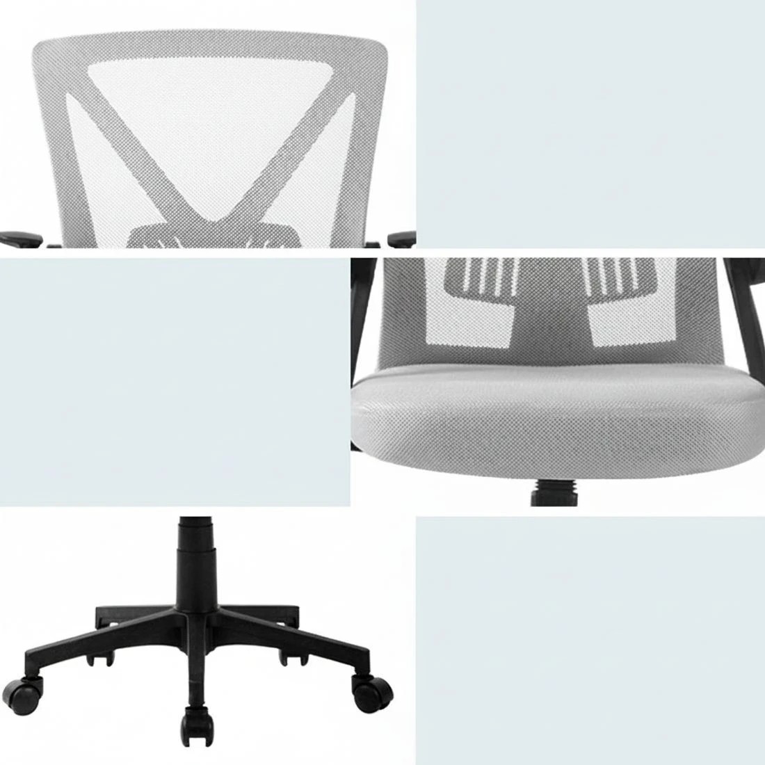 6 Artiss 2x Mesh Office Chair Mid Back - Grey, 6 of 6