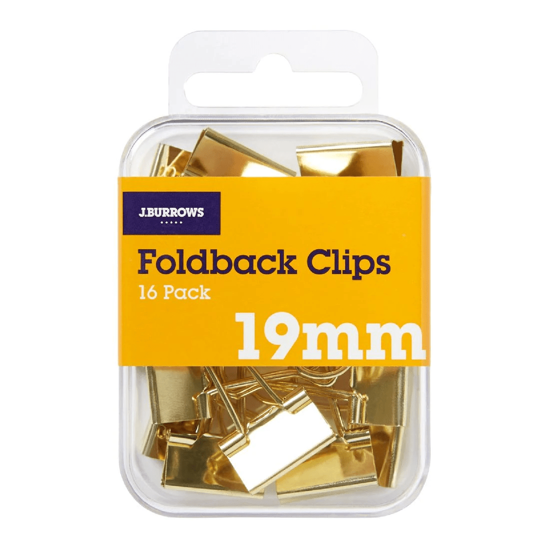 2 J.Burrows 19mm Foldback Clips Gold 16 Pack, 2 of 3
