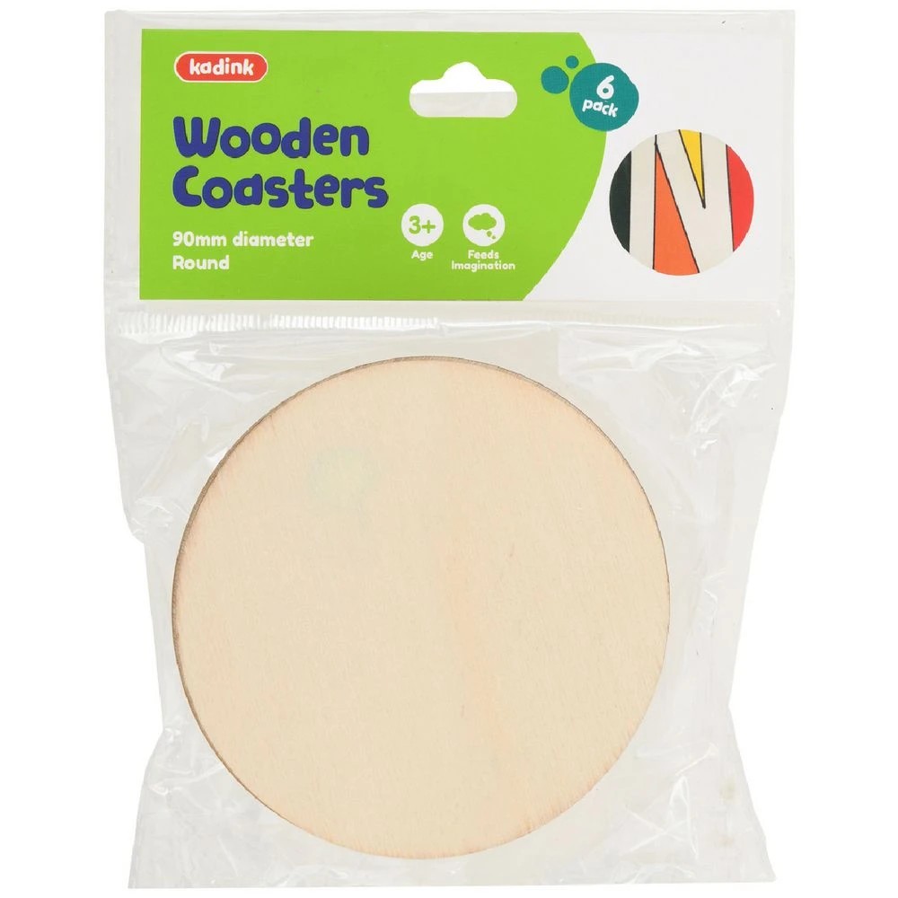 1 Kadink Wooden Coasters Round 90mm 6 Pack, 1 of 3