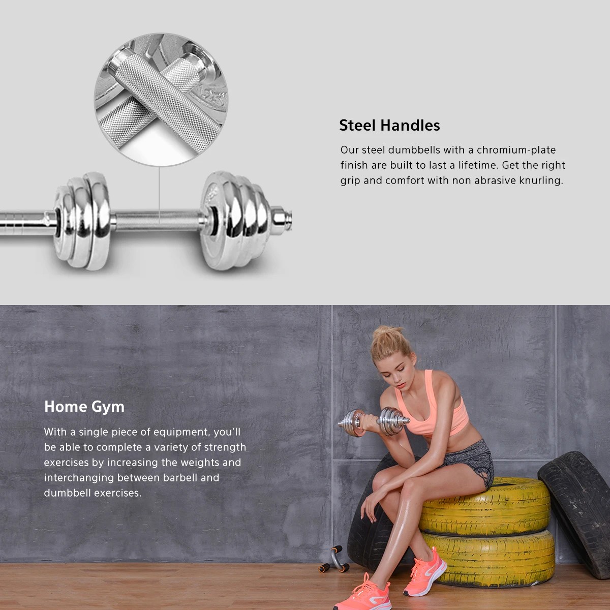 5 LSG 30kg Dumbbell and Barbell 2-in-1 Set - Black, 5 of 8