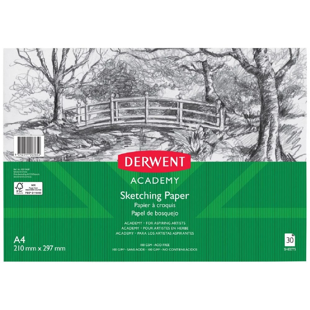 1 Derwent Academy Sketching Paper 100gsm 30 Sheets A4, 1 of 1