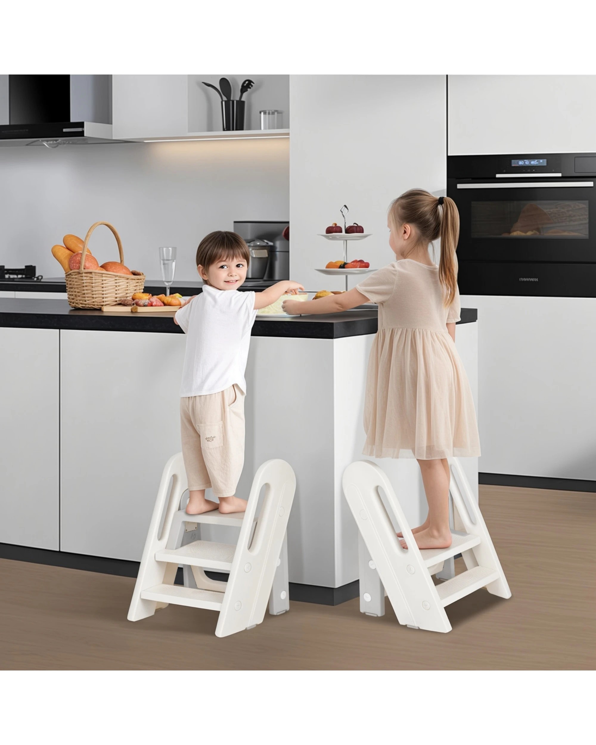 3 Advwin Foldable Toddler Step Stool with Adjustable Height, 3 of 9