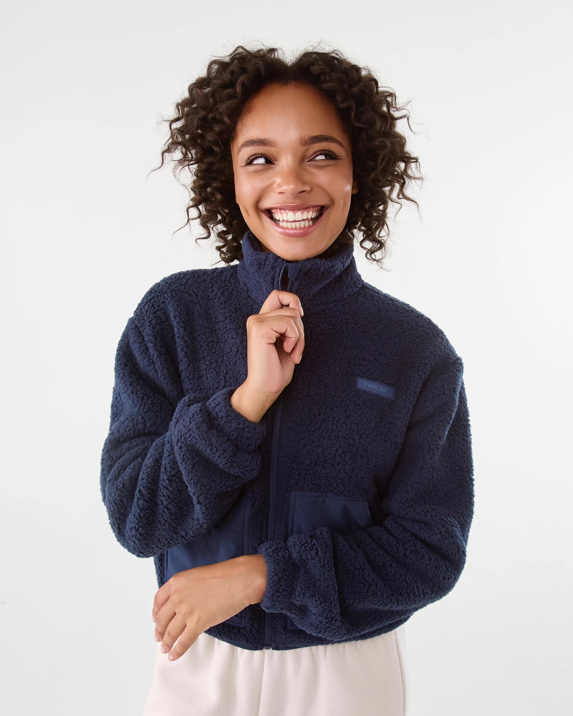 6 Everlast Womens Sherpa Bomber Jacket Mood Indgo, 6 of 9