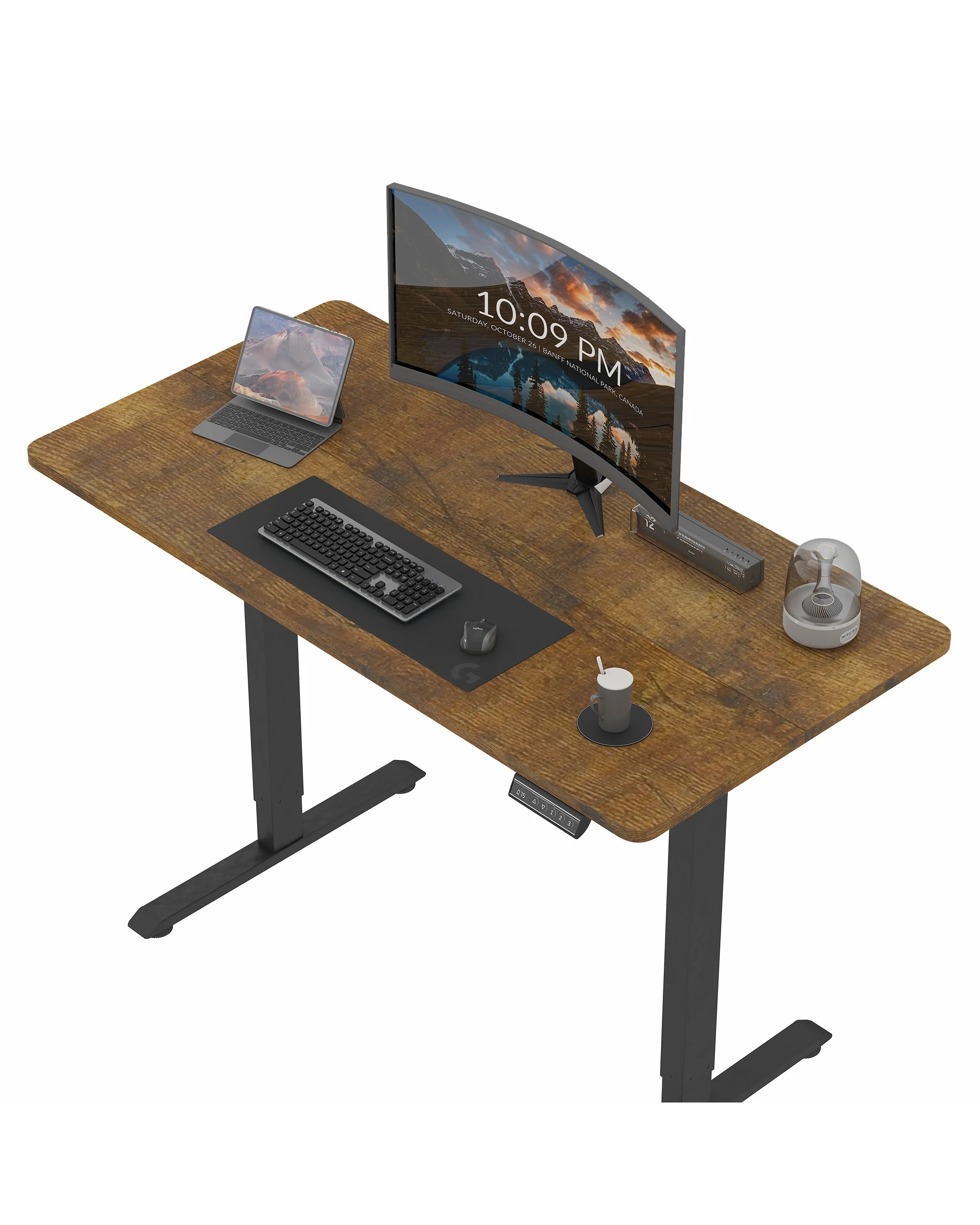5 Advwin Electric Standing Desk 120×60cm Height Adjustable Sit Stand Table with Smart Memory Panel - Brown, 5 of 7