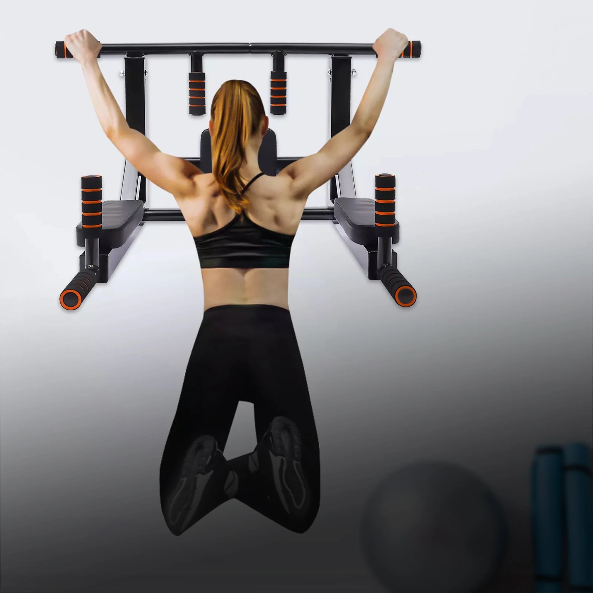 5 Fitness Master Heavy Duty 2 In 1 Chin Up Bar Multi Wall Mounted Adjustable Knee Raise Pull Up Chin Up Bar Dips Station, 5 of 10