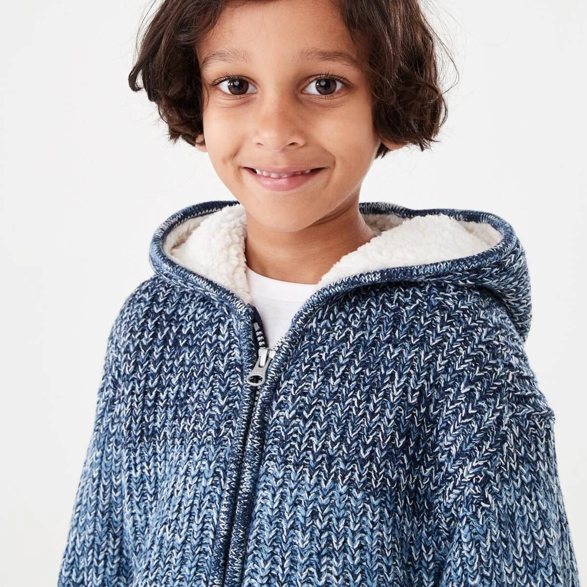 4 Sherpa Knit Hoodie Nvy Twist, 4 of 9