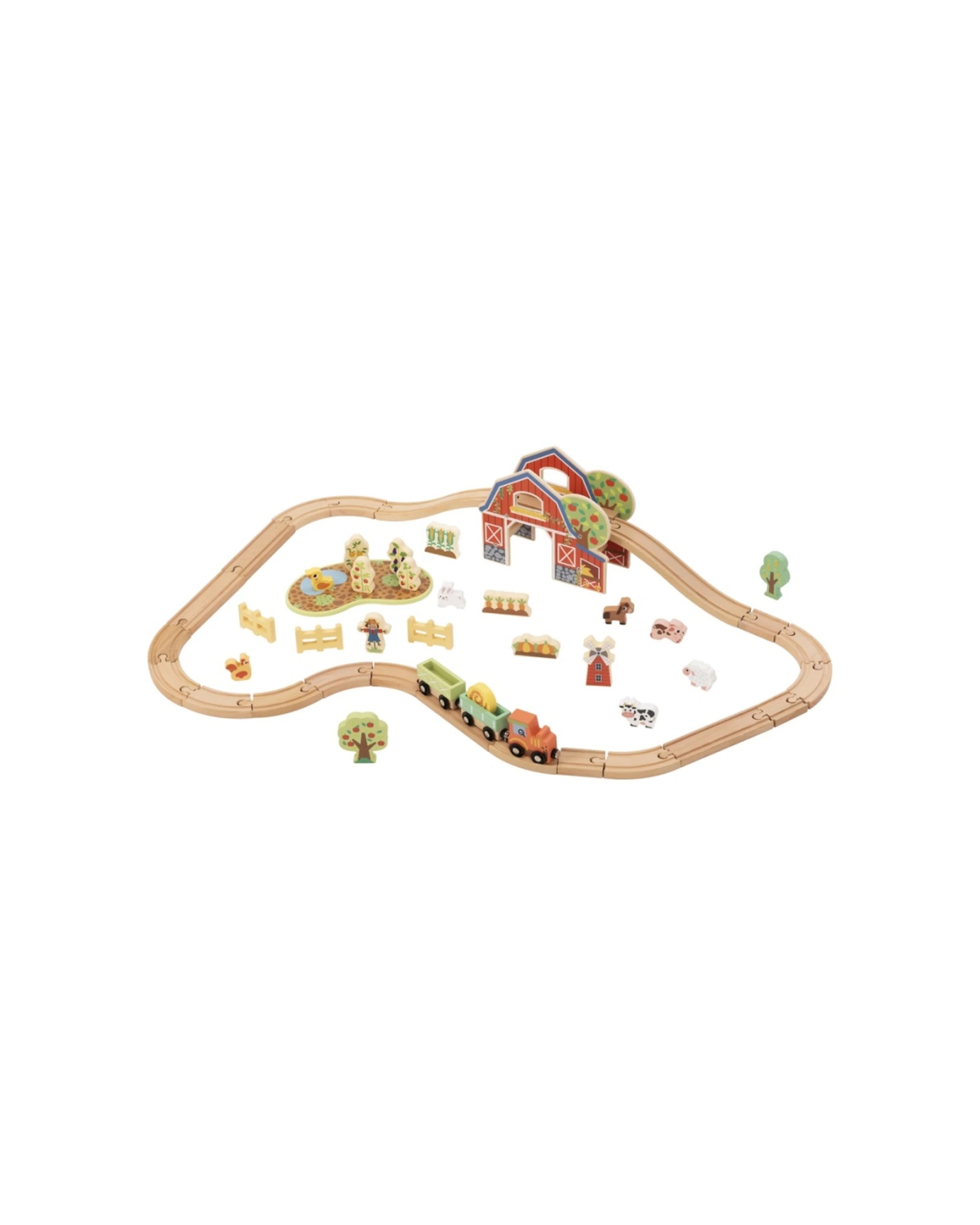 2 Tooky Toy Kids Children Wooden Farm Train and Animals Playset - Multi, 2 of 7