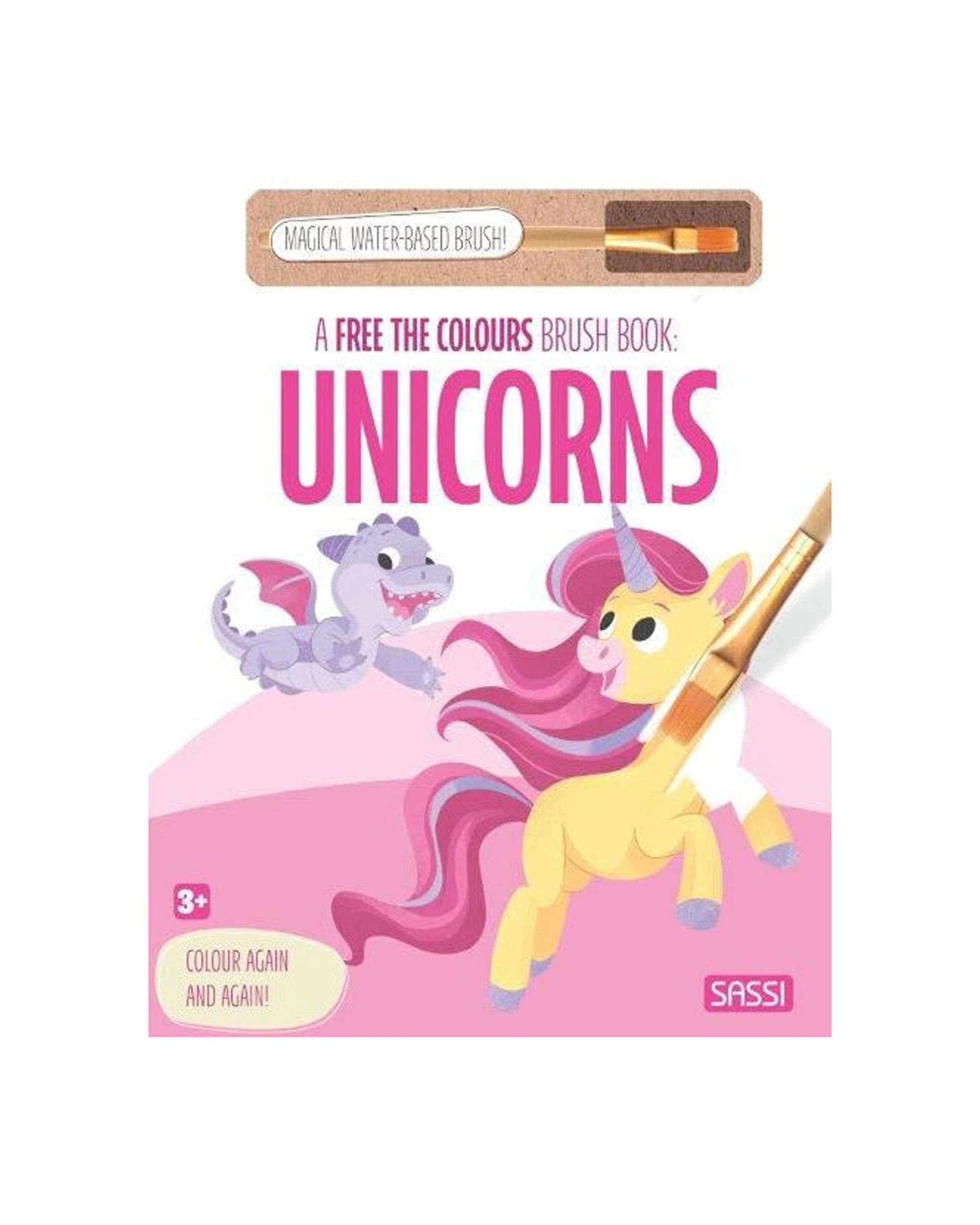 1 Sassi Free The Colours Reusable Paint Brush Book Unicorns - Multi, 1 of 3