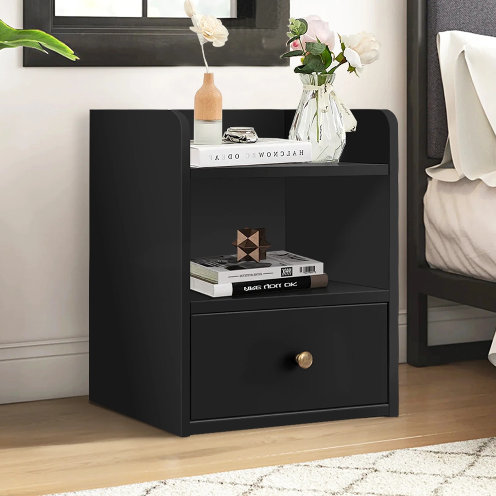 2 Alfordson Bedside Table Nightstand Storage Cabinet Side End Drawers - Black, 2 of 10