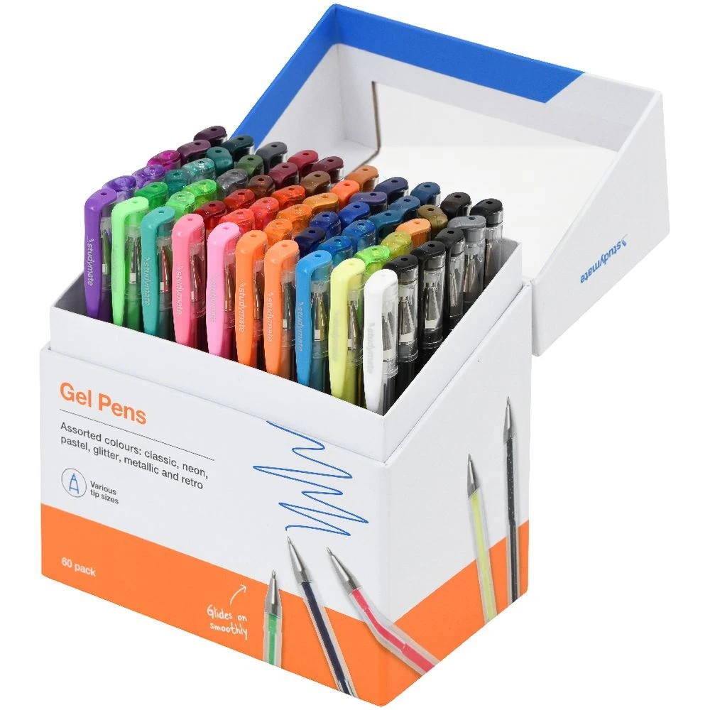3 Studymate Capped Gel Pens Assorted 60 Pack, 3 of 6