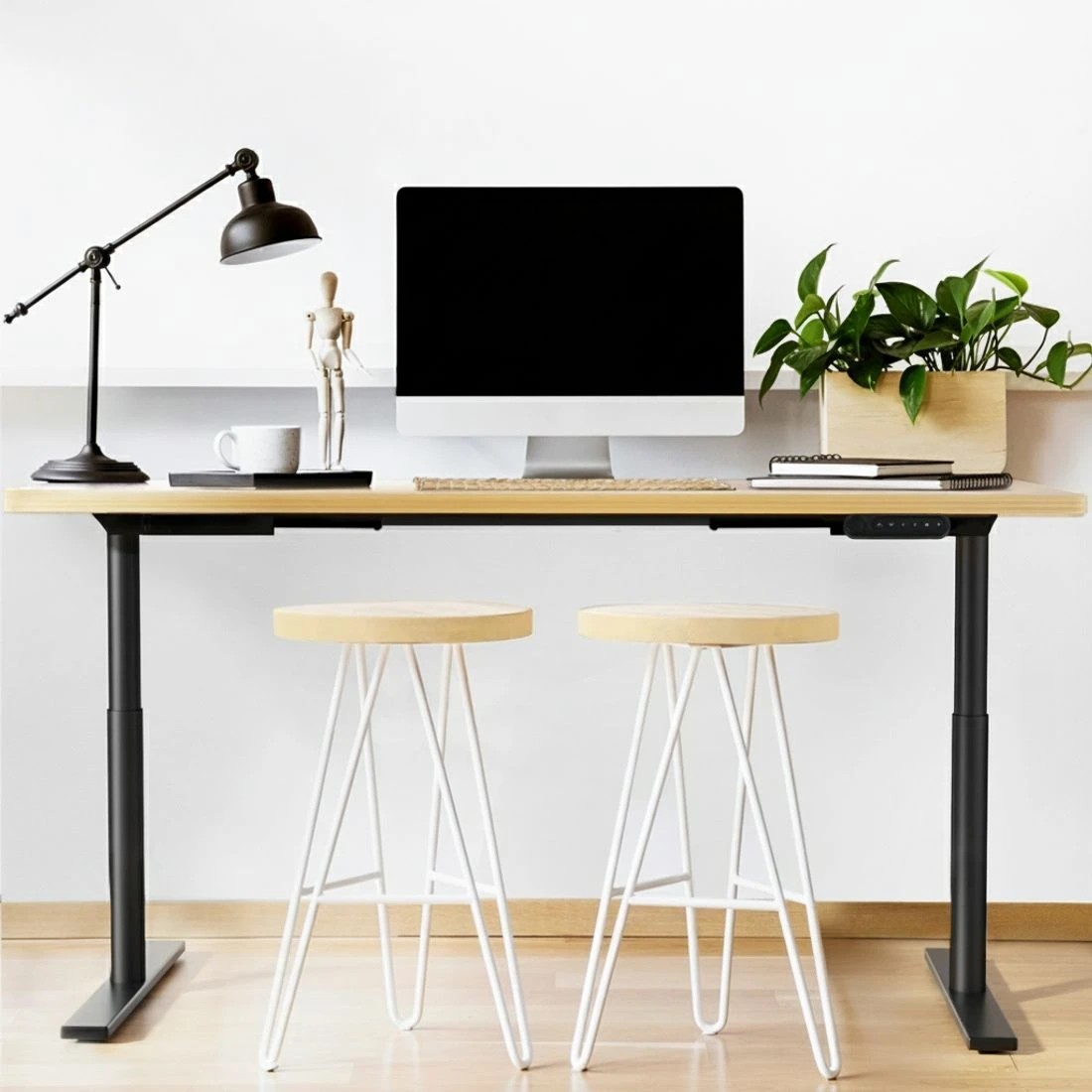 5 Artiss Standing Desk Motorised Electric Dual Motor Oak 140CM - Brown, 5 of 5