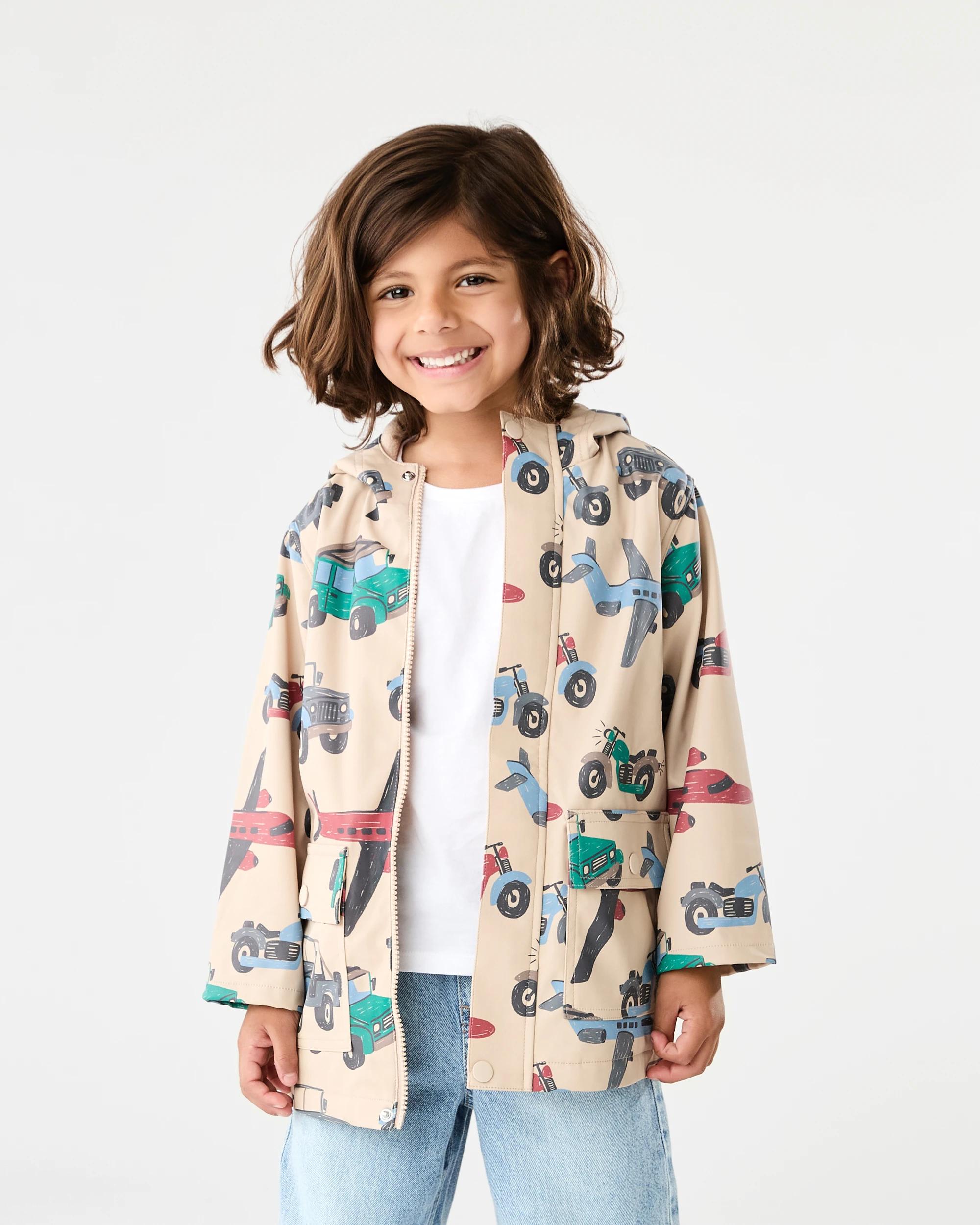 1 Printed Rain Jacket Bge Cars, 1 of 7