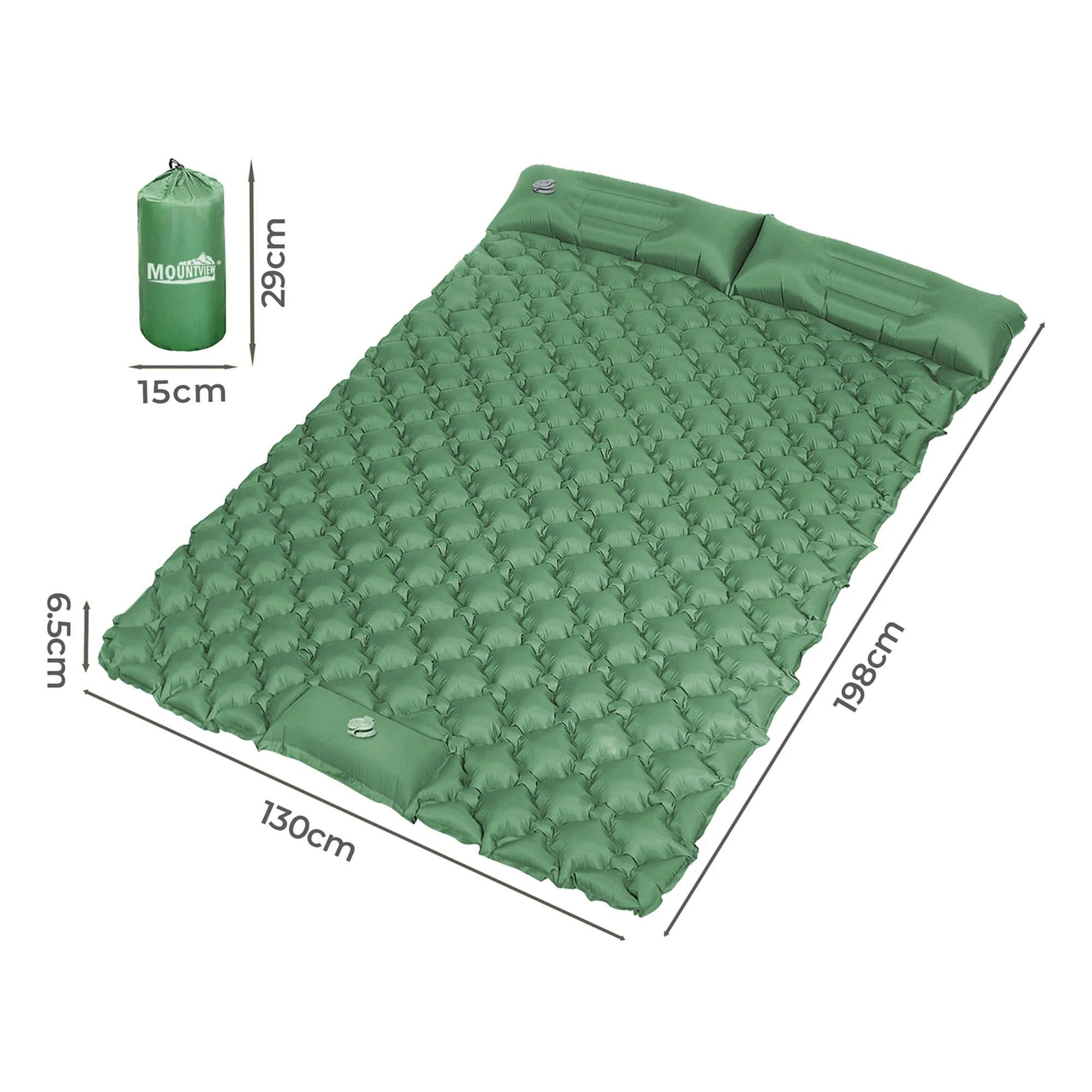 3 Mountview Self Inflating Mattress Camping Air Bed Sleeping Pad Double Pillow Bag - Green, 3 of 9