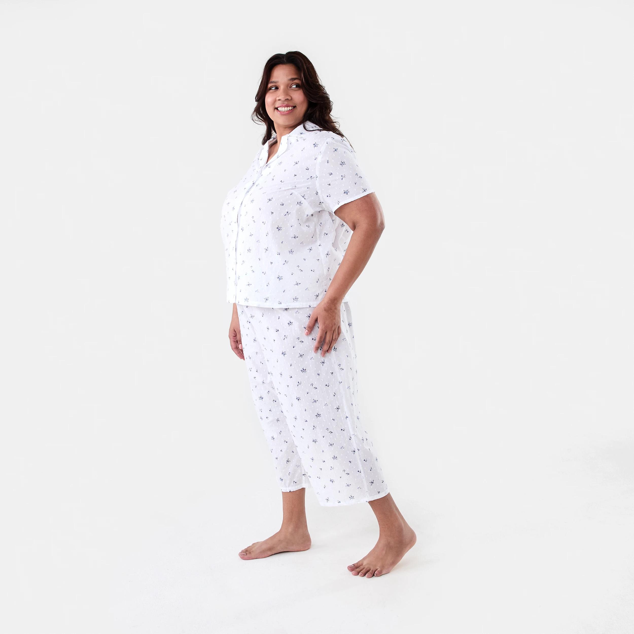 2 Short Sleeve Top and 3/4 Pants Dobby Pyjama Set Frl Dot, 2 of 7