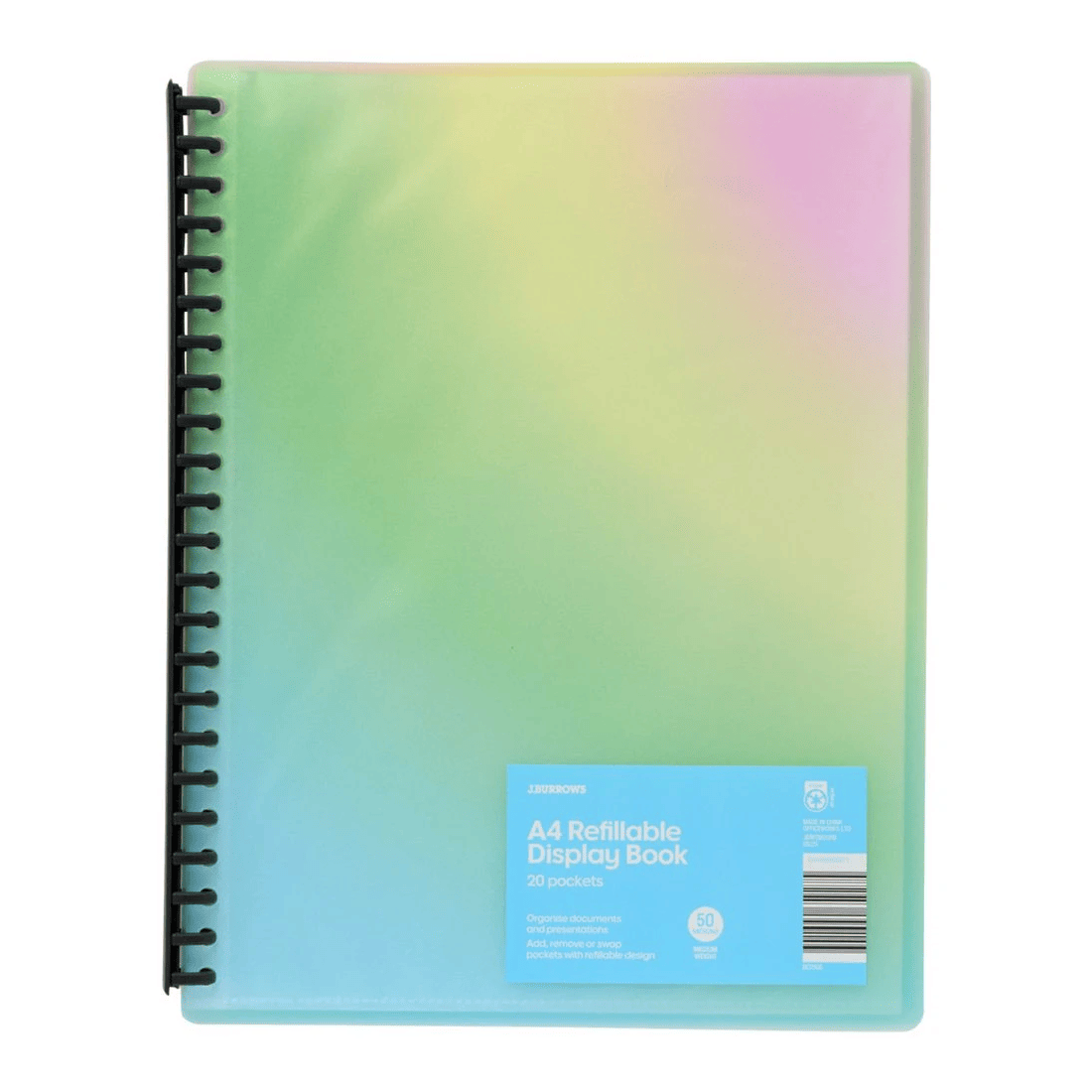 J.Burrows 20 Pocket Refillable Display Book Rainbow - Kmart