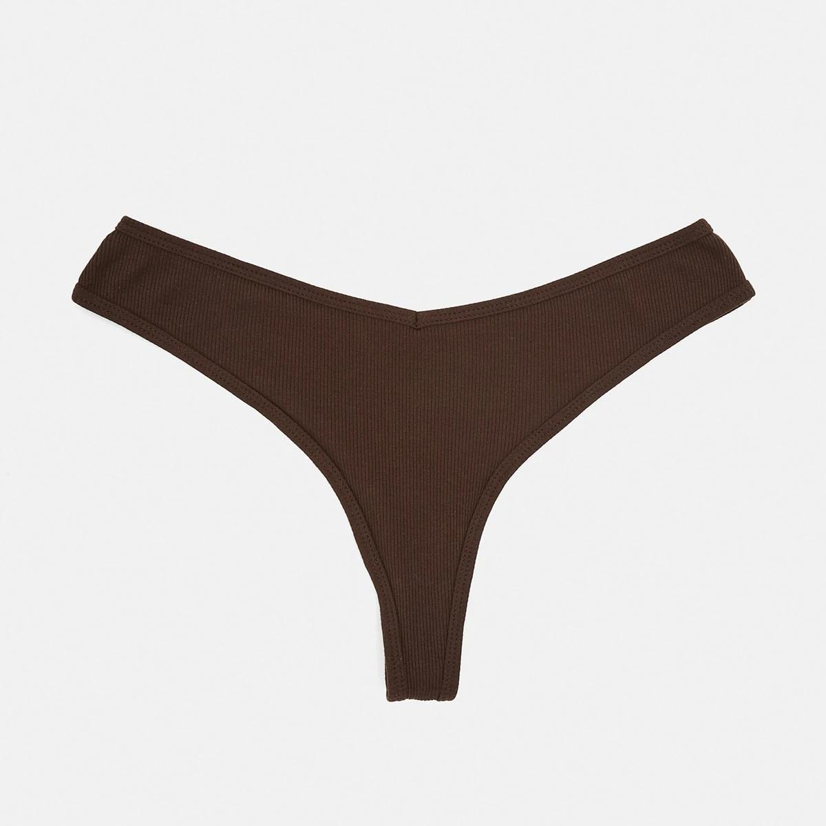 1 Ribbed G-string Briefs Fudge Brwn, 1 of 6
