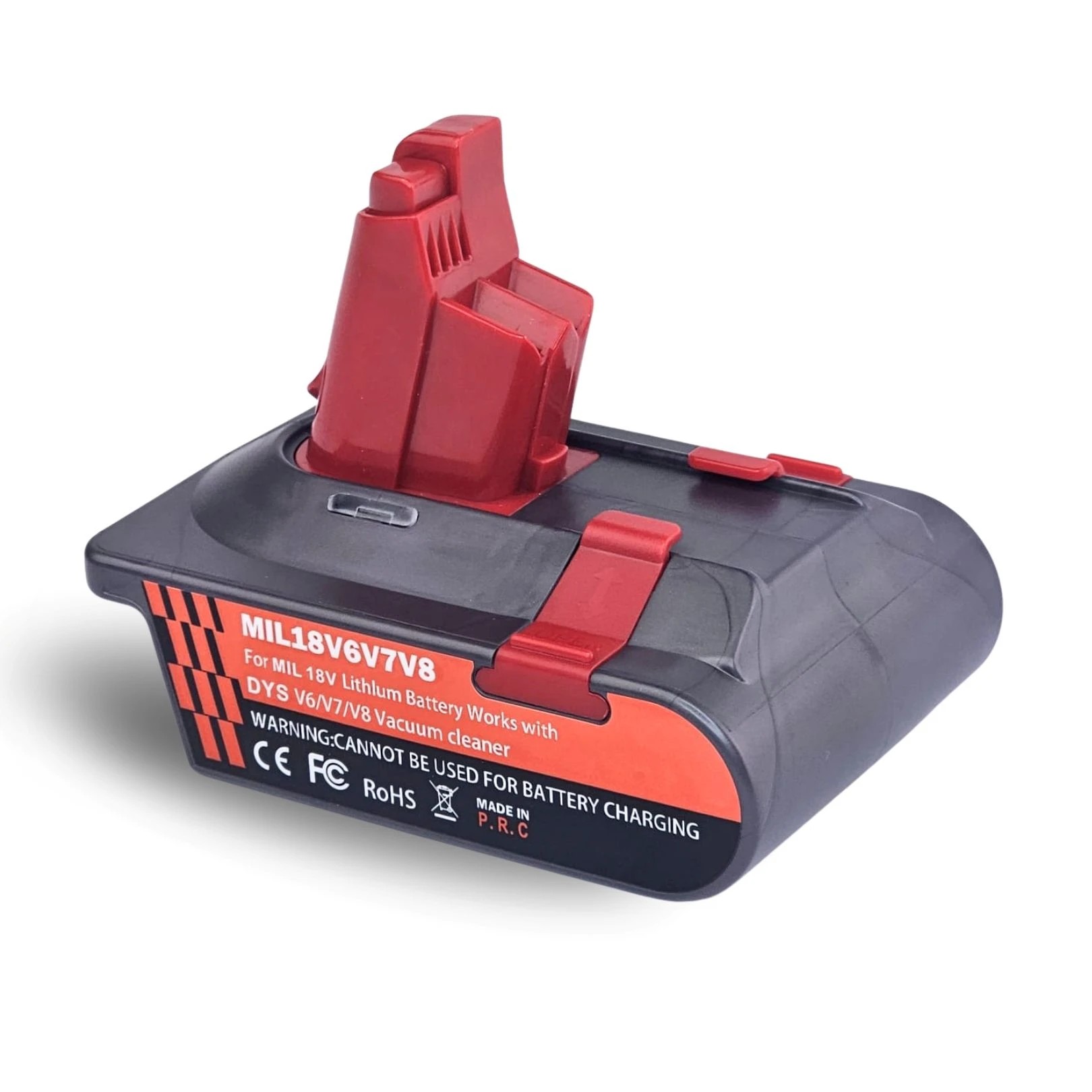 1 Hygieia Battery Converter for Milwaukee M18 To Dyson - Red, 1 of 3