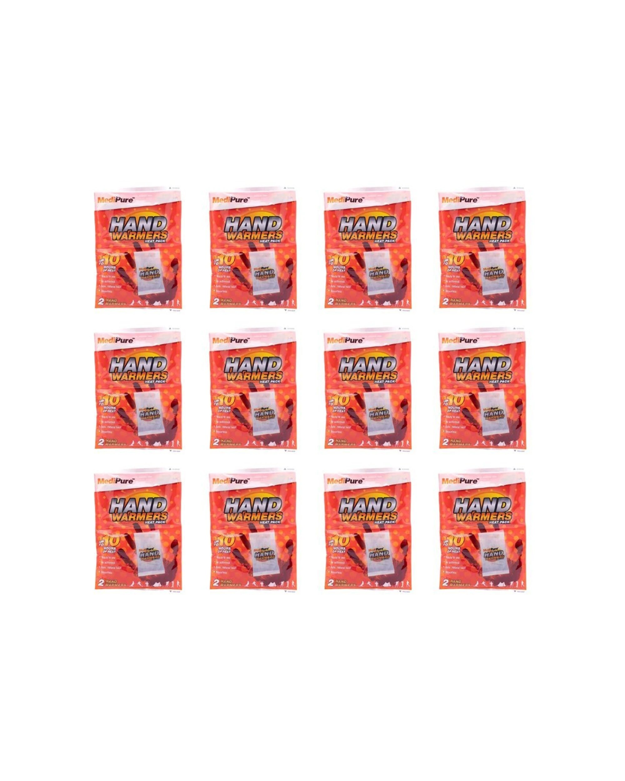 1 Medipure 12x 2pc Hand Warmers Heat Pack Up To 10 Hours Air Activated Odourless - Multi, 1 of 6