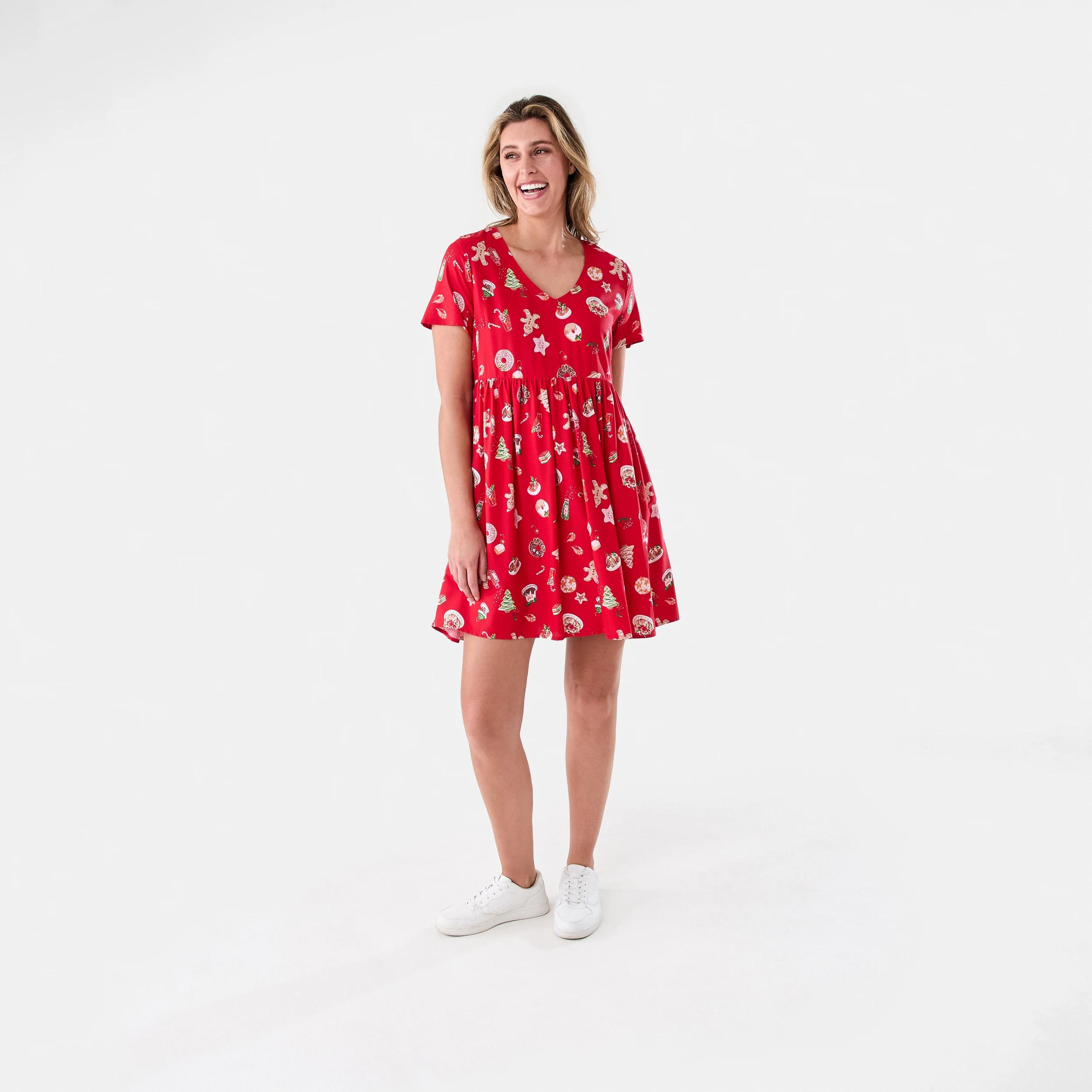 9 Short Sleeve Christmas Mini Dress Red Xmas, 9 of 9