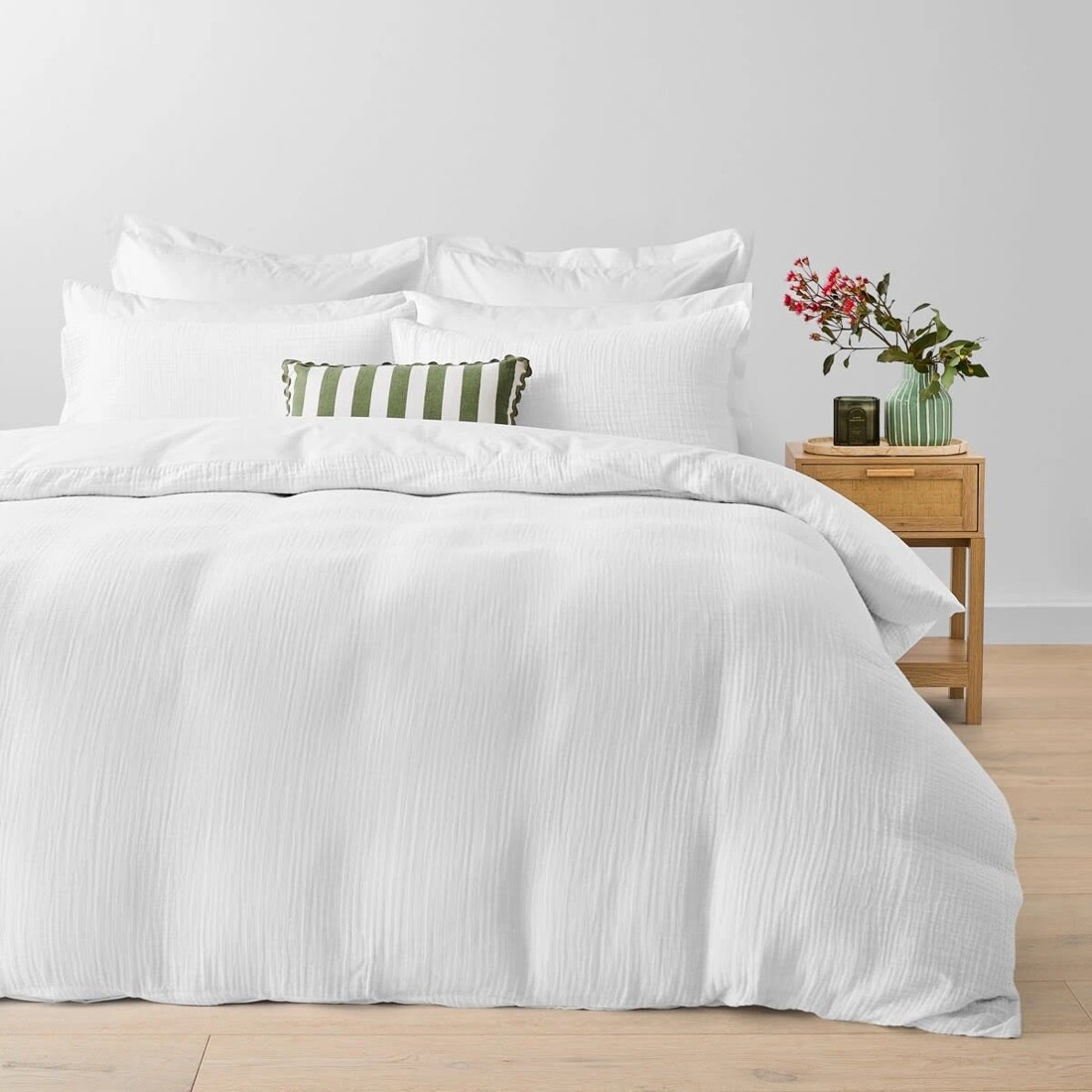 1 Muslin Cotton Quilt Cover Set - Queen Bed, White, 1 of 6