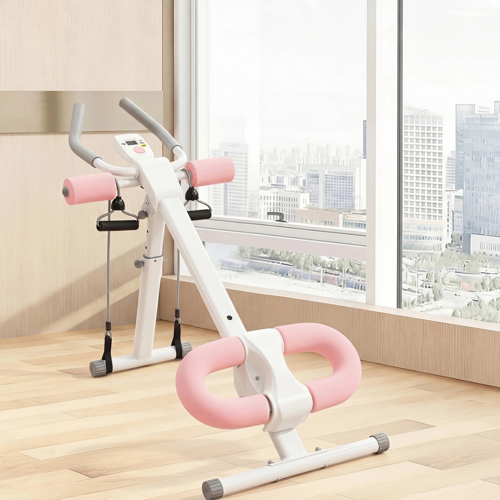 8 Centra Adjustable Ab Trainer Machine,Foldable,Knee Protection,Pink And - White, 8 of 9