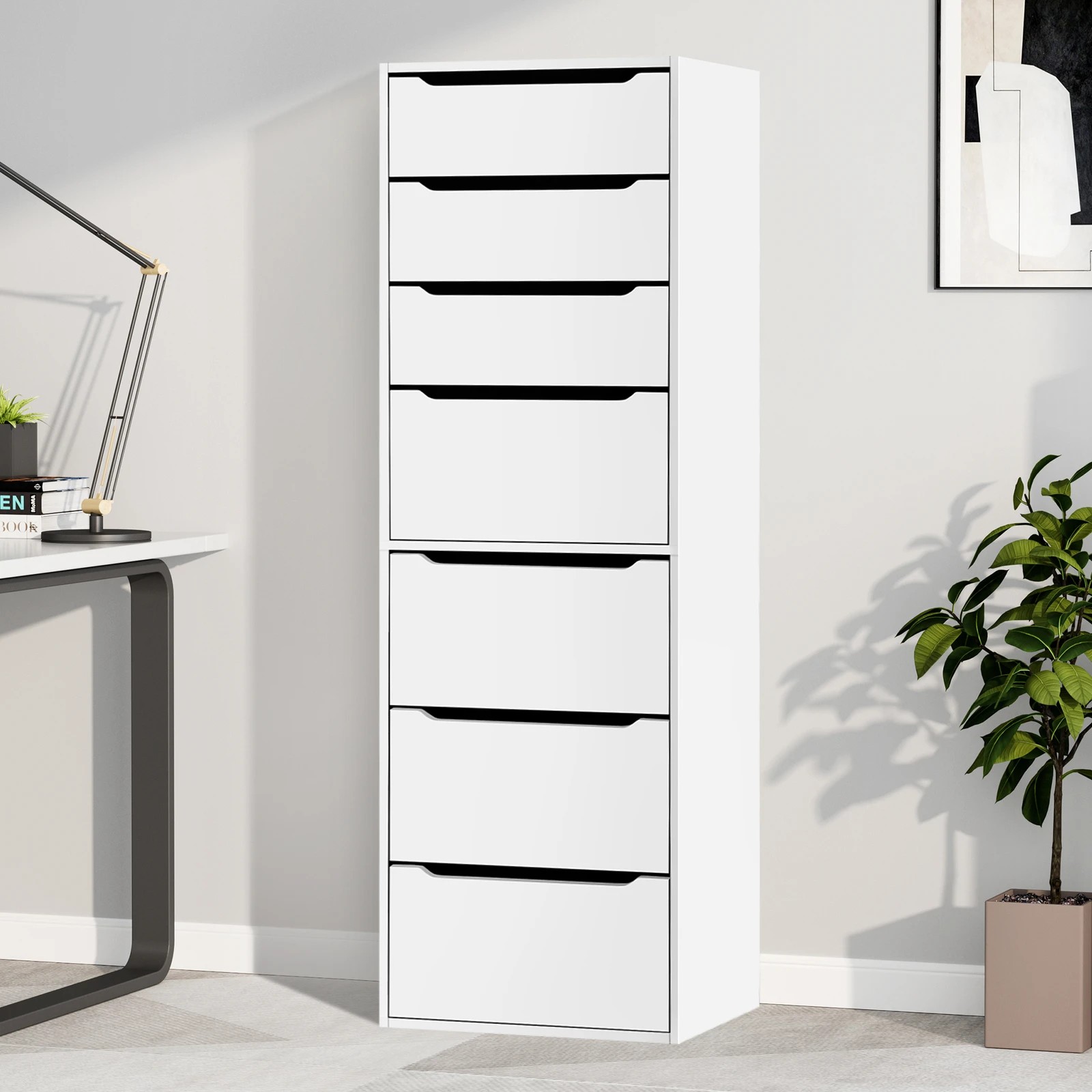 10 Alfordson Chest of 7 Drawers Office Storage Cabinet Tallboy Bedroom - White, 10 of 10