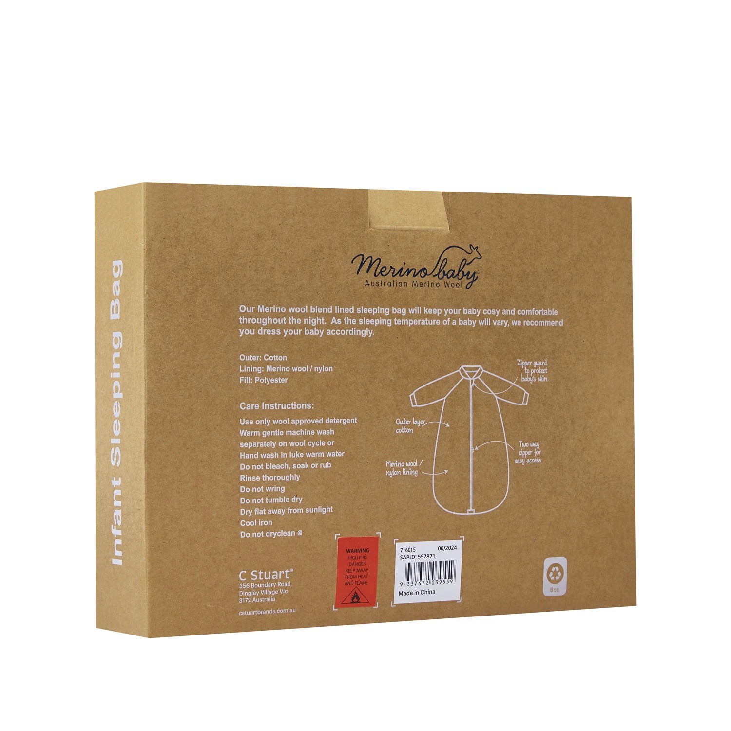 3 Merino Baby Australian Merino Wool Sleeping bag Sand, 3 of 8