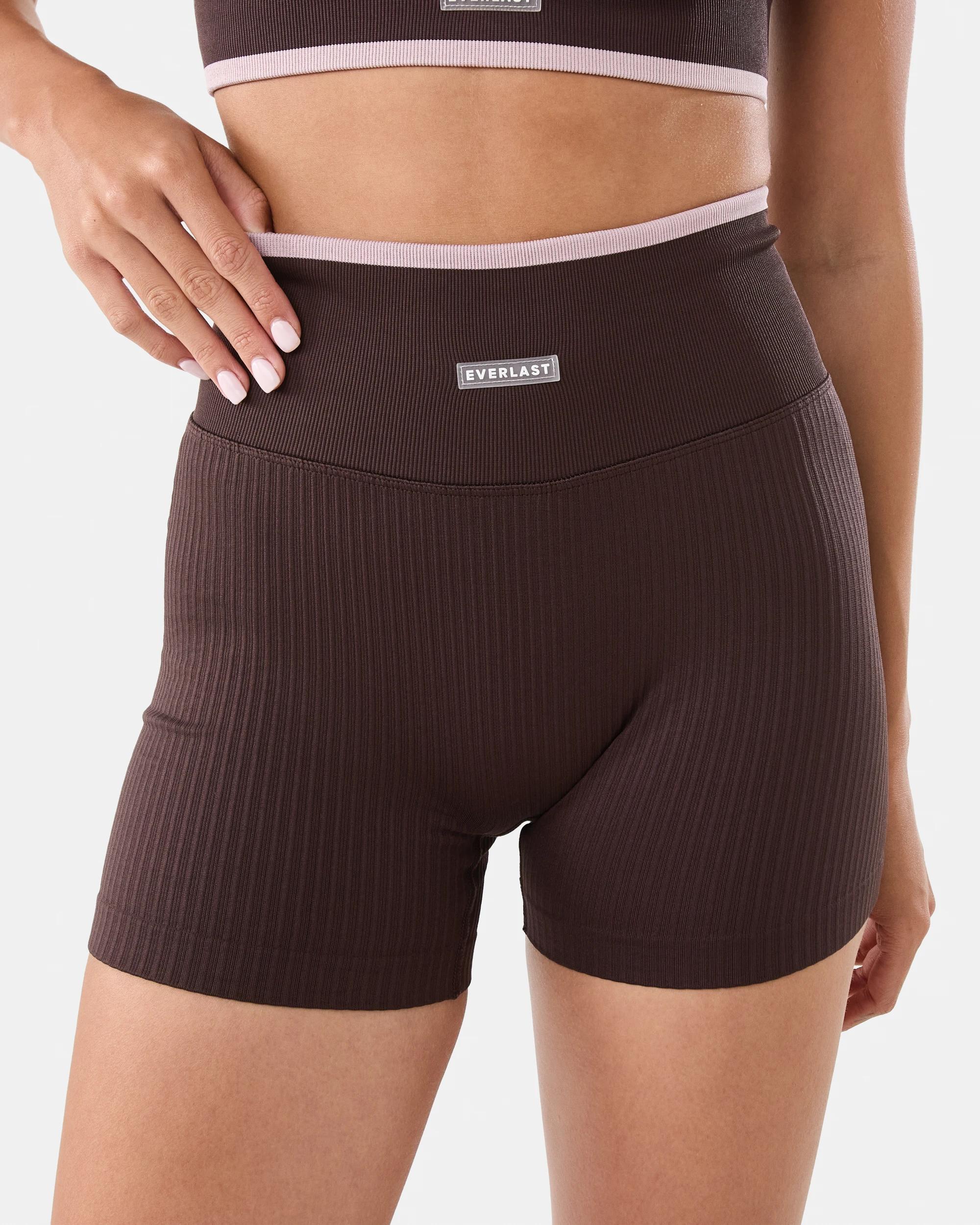 1 Everlast Womens Seamfree Rib Bike Shorts Coffee, 1 of 7