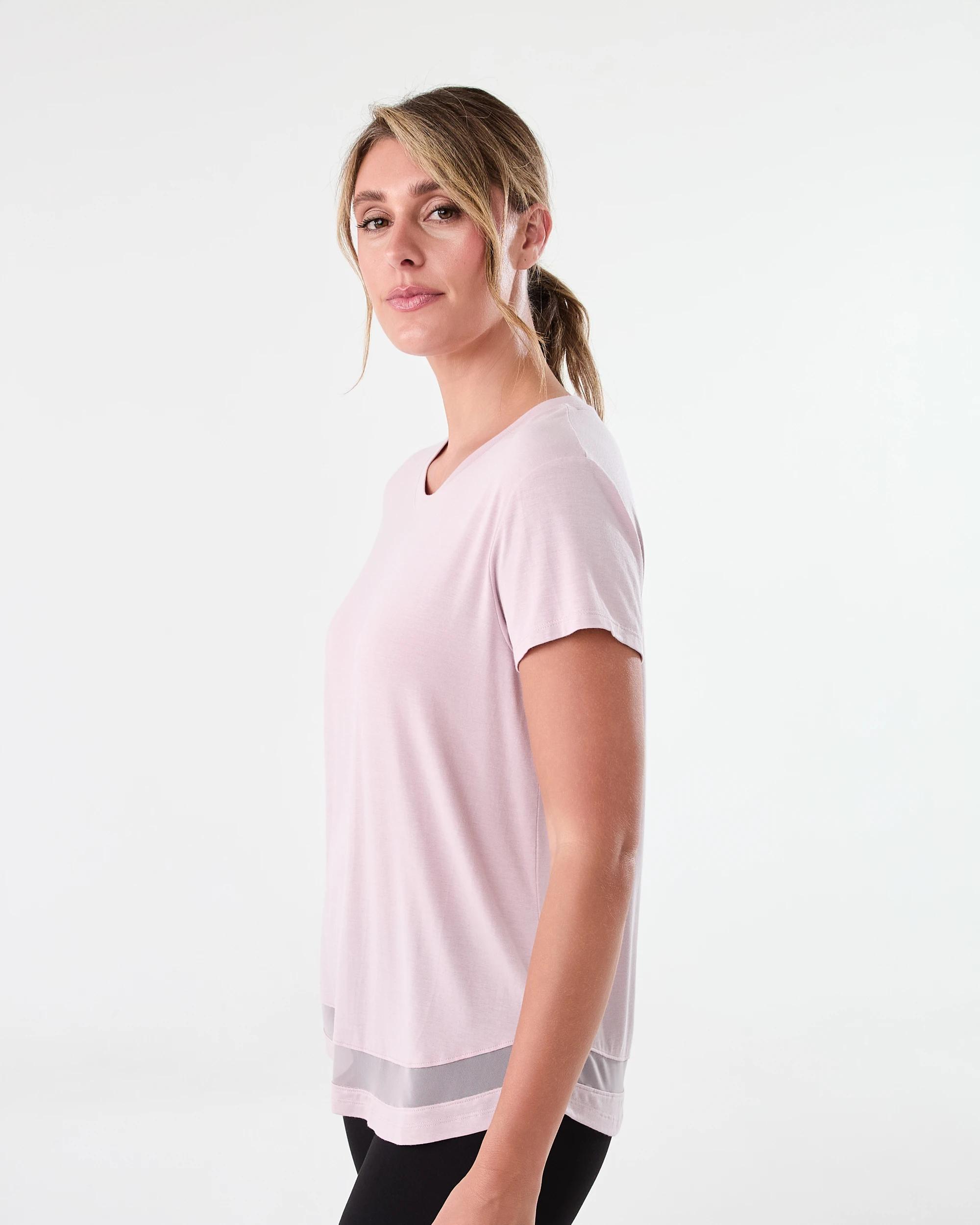 2 Active Womens Short Sleeve Mesh T-shirt Sol B Pink, 2 of 6