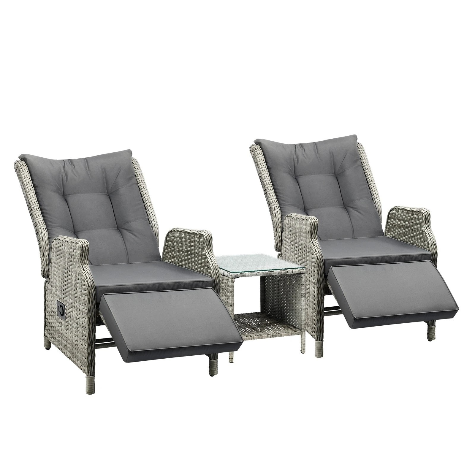 1 Livsip Outdoor Recliners Sun Lounger & Table Outdoor Patio Furniture Set Of 3
 - Grey, 1 of 10
