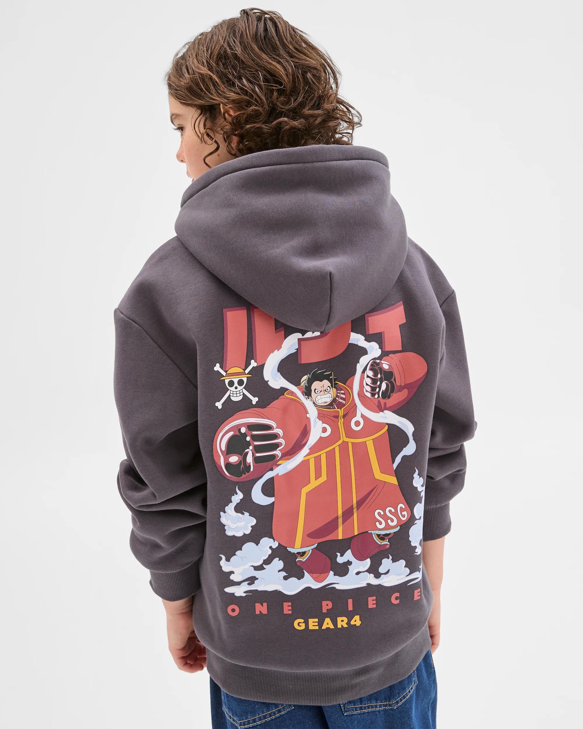 8 One Piece Gear 4 Luffy Popover Hooded Jumper WASHED BLACK, 8 of 10