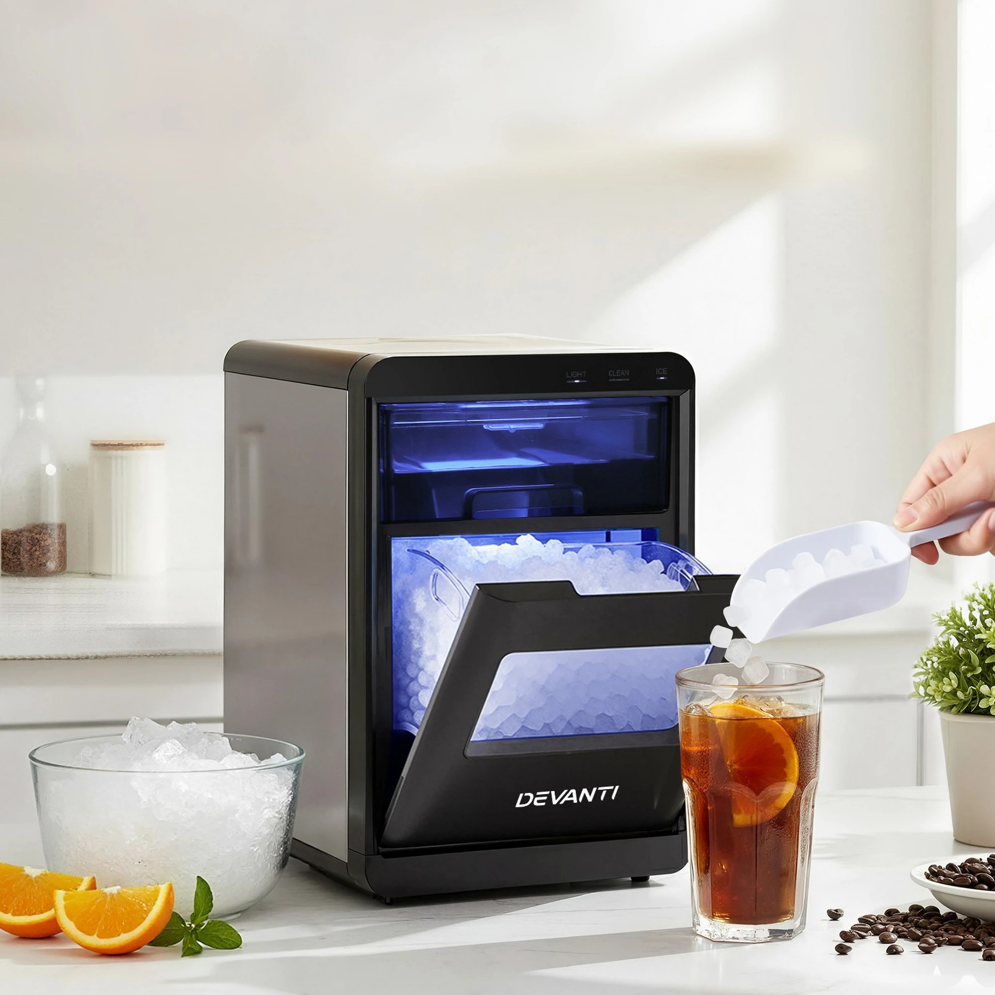 8 Devanti Ice Maker Machine 20kg Chewable Nugget Ice Countertop w/Self - Silver, 8 of 8