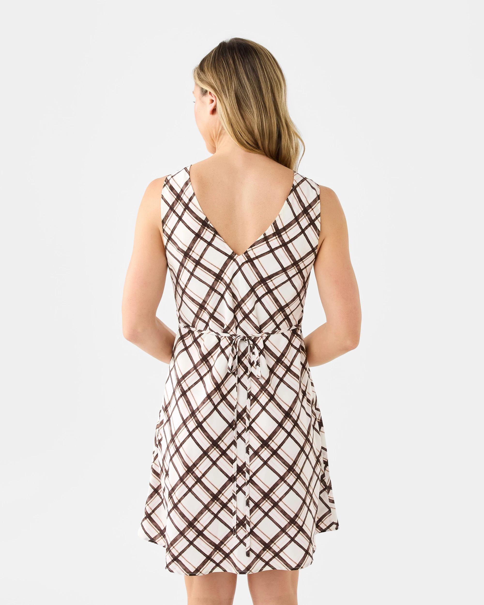 3 Sleeveless Crepe V-Neck Mini Dress Check Coco, 3 of 8