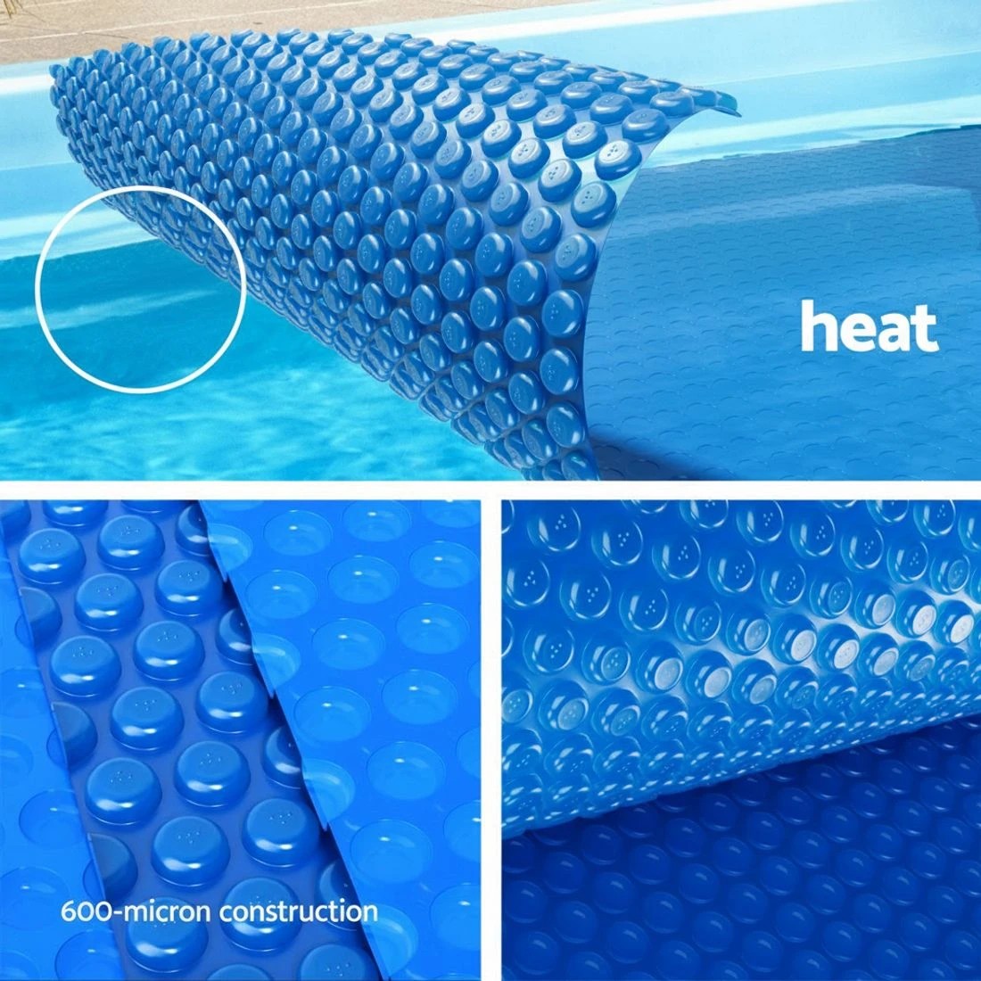 5 Aqua Buddy Pool Cover 600 Micron Solar Heat 9.5x5m Blanket w/ 5.55m Roller - Multi, 5 of 6