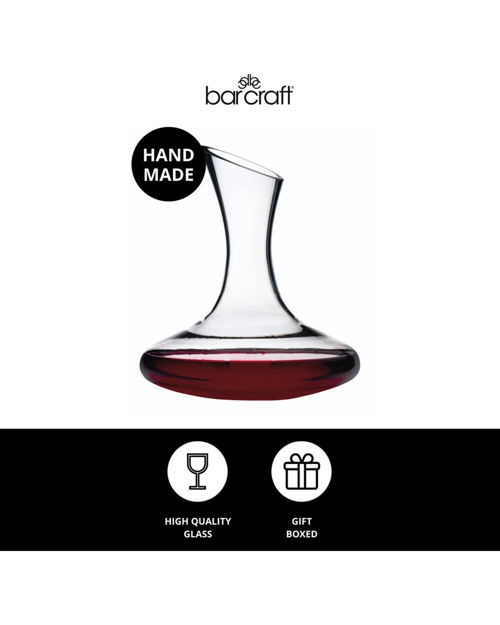8 BarCraft Deluxe Glass Wine Decanter 1.5L Handmade Design - Clear, 8 of 8