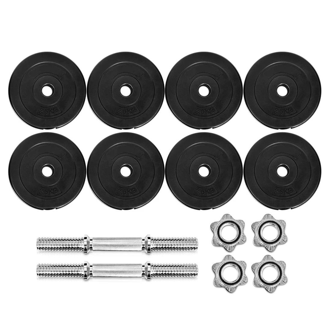 3 Everfit 25kg Dumbbell Set Weight Plates Dumbbells Lifting Bench - Silver, 3 of 6