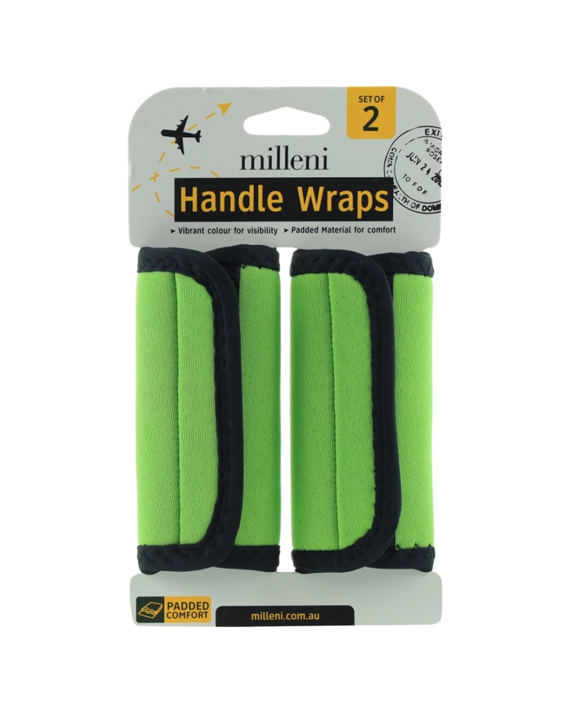 1 Milleni Vibrant Travel Luggage Suitcase Padded Handle Wraps - Green, 1 of 3