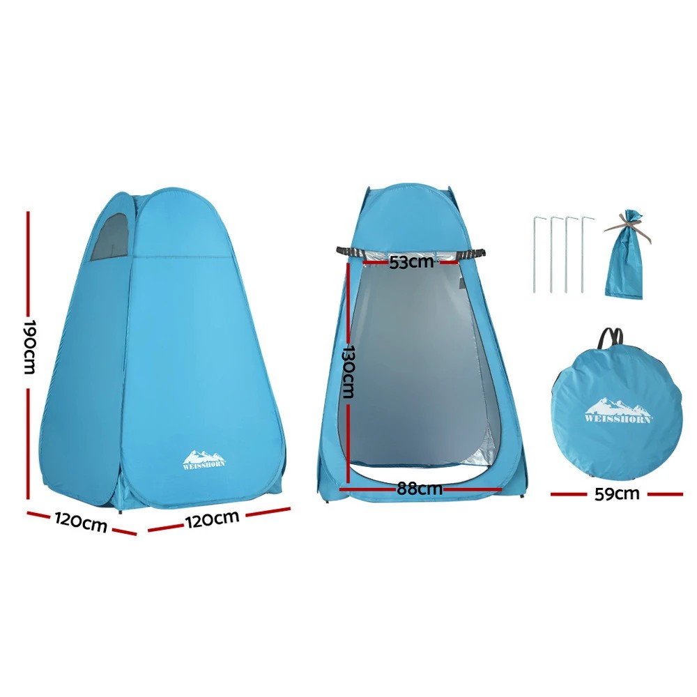 2 Weisshorn Pop up Camping Shower Toilet Tent Outdoor Privacy Change Room - Blue, 2 of 6
