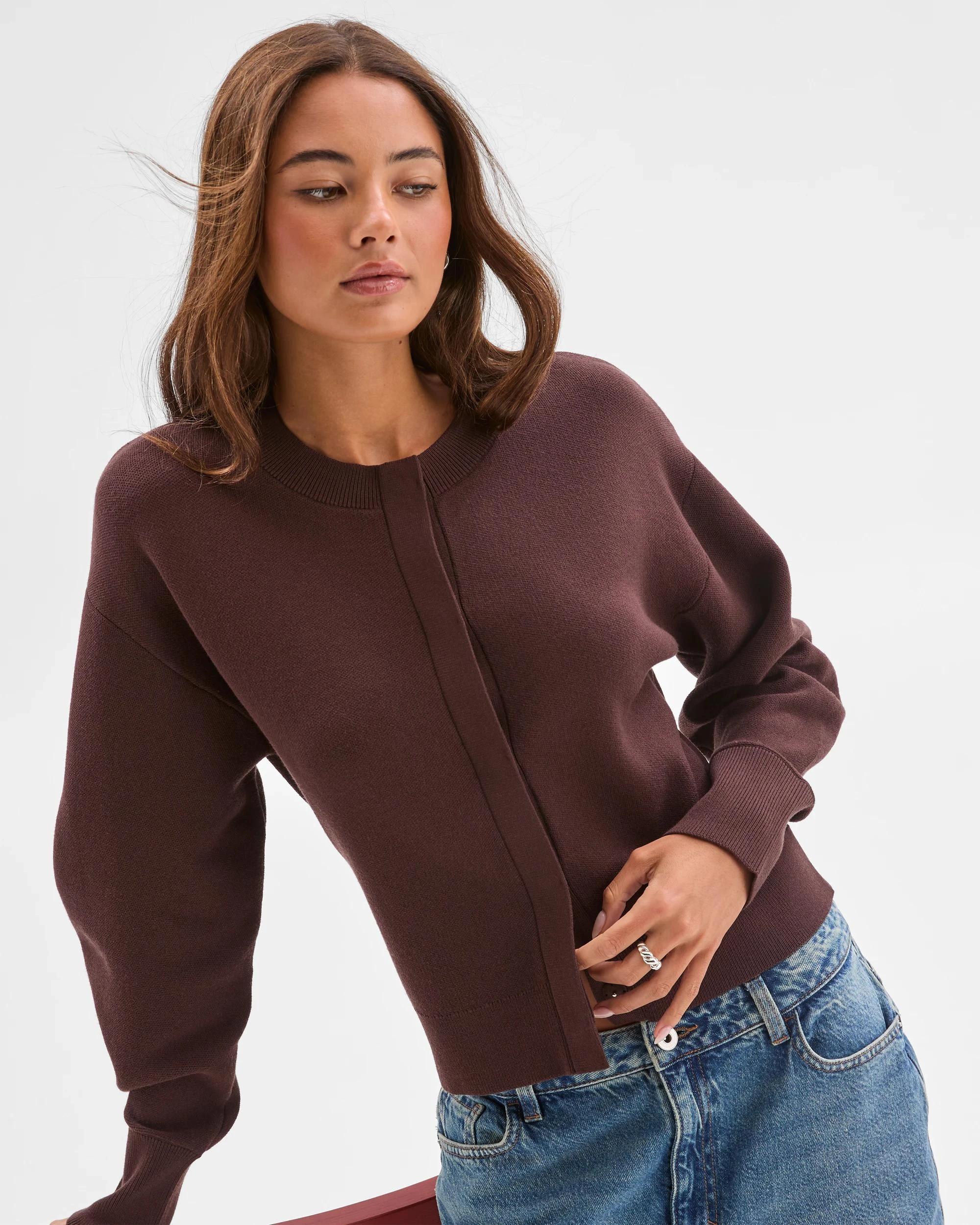 1 Lily Loves Long Cocoon Sleeve Cardigan COFFEE BEAN, 1 of 6