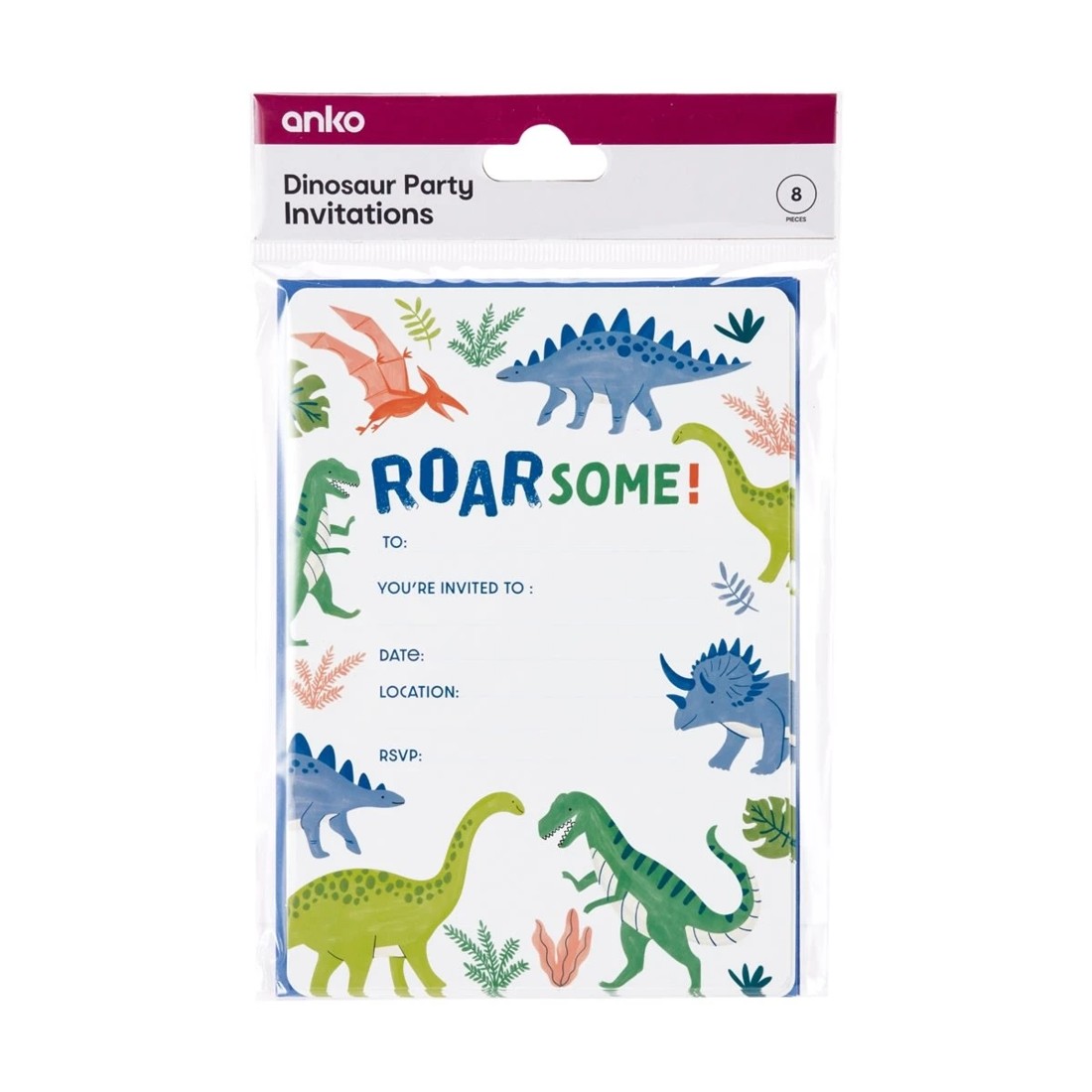 3 8 Pack Dinosaur Party Invitations, 3 of 3