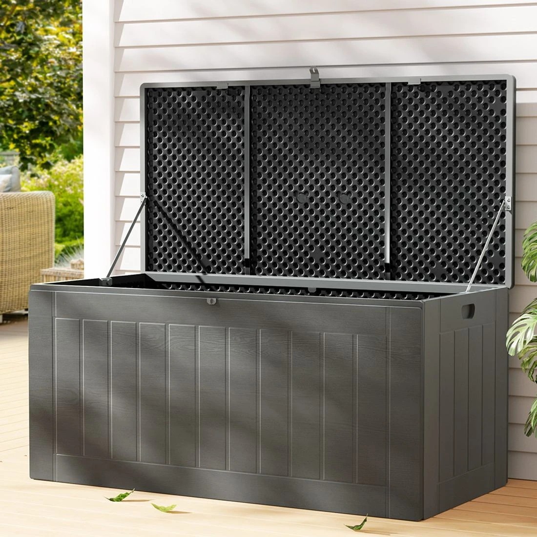 3 Gardeon Outdoor Storage Box 830L - Black, 3 of 4