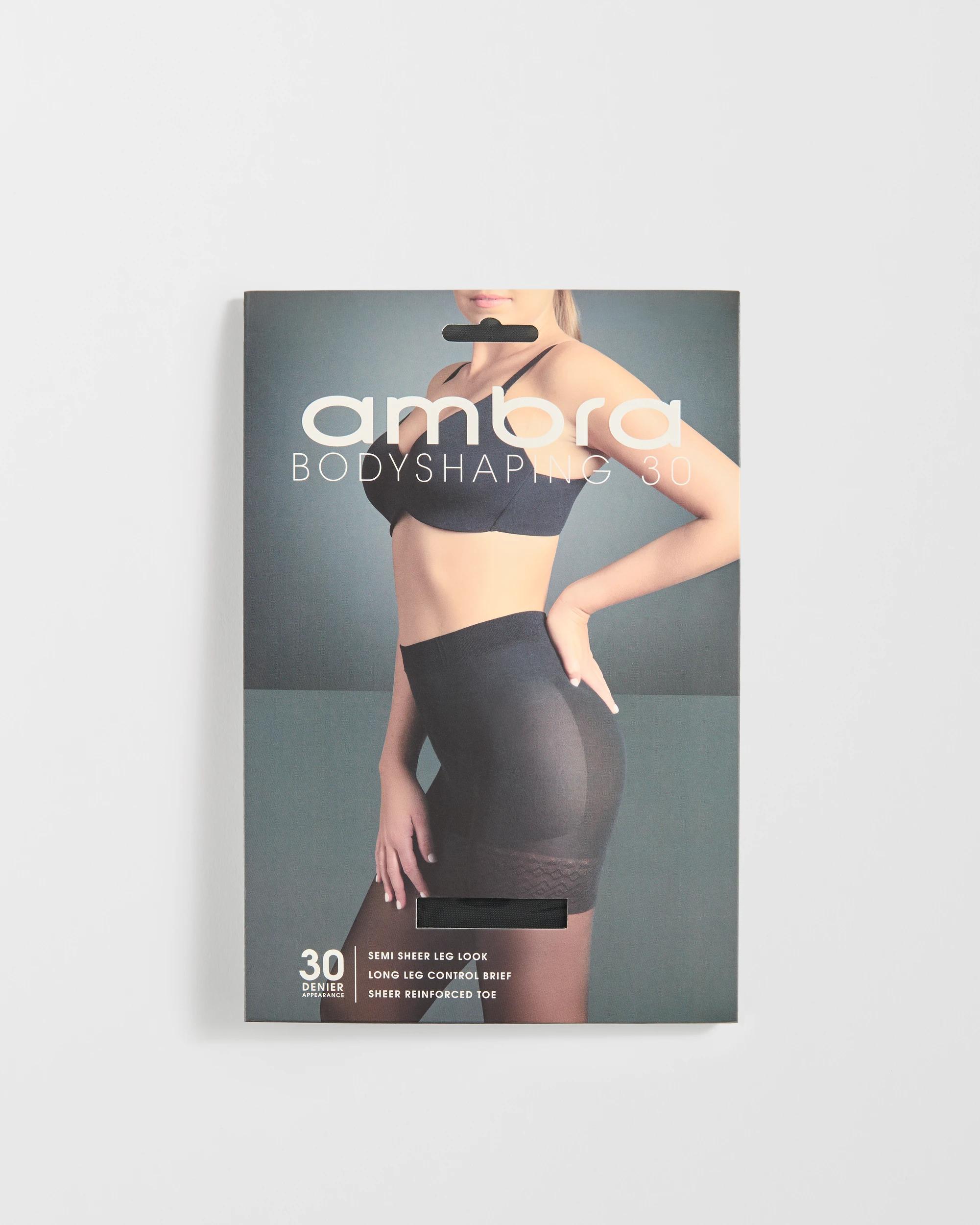 2 Ambra 1 Pack 30 Denier Bodyshaping Pantyhose - Natural BLACK, 2 of 5