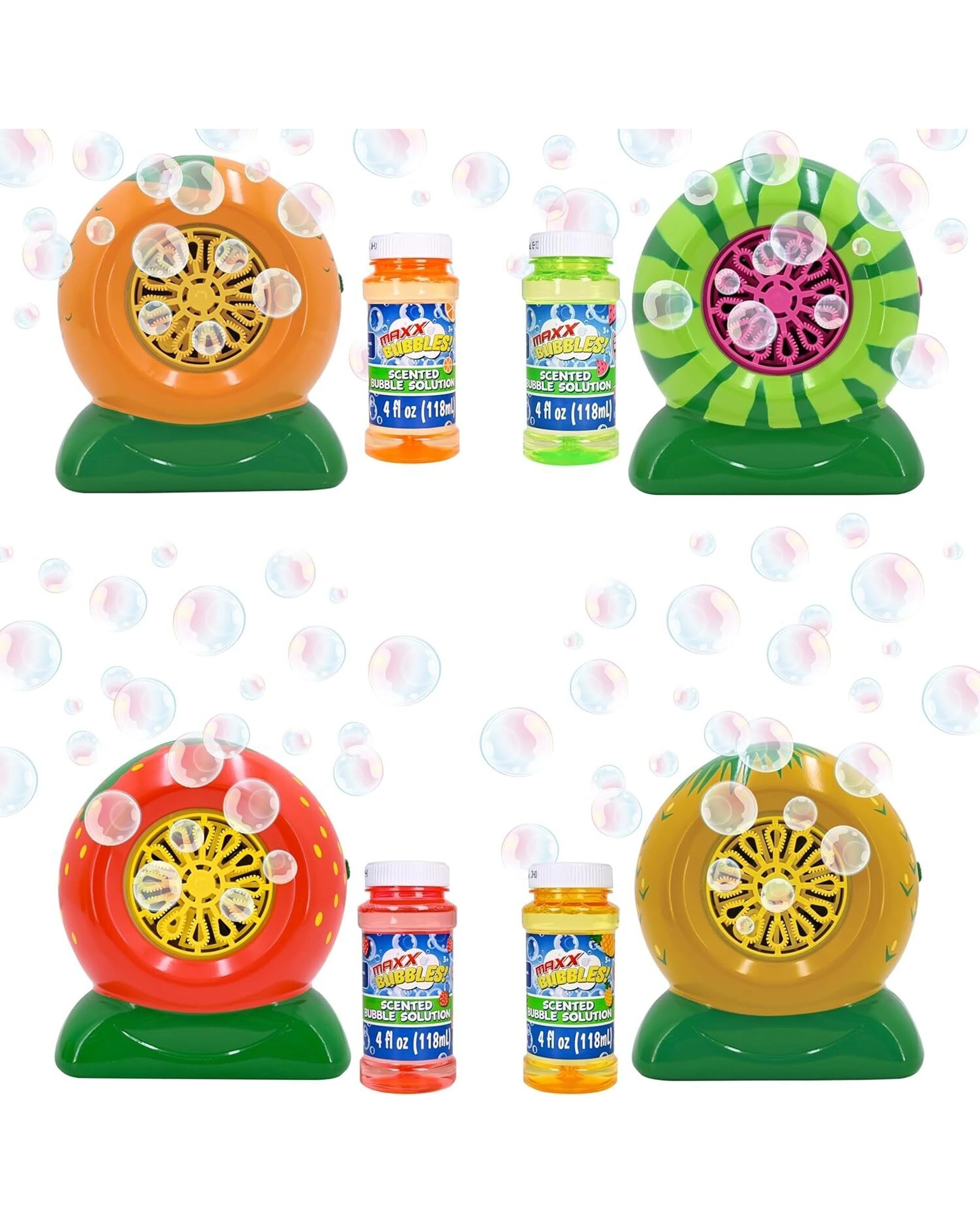 3 Maxx Bubbles Mini Fruit Bubble Blowers 4PK Scented Solution 4oz Kids Toy - Multi, 3 of 5